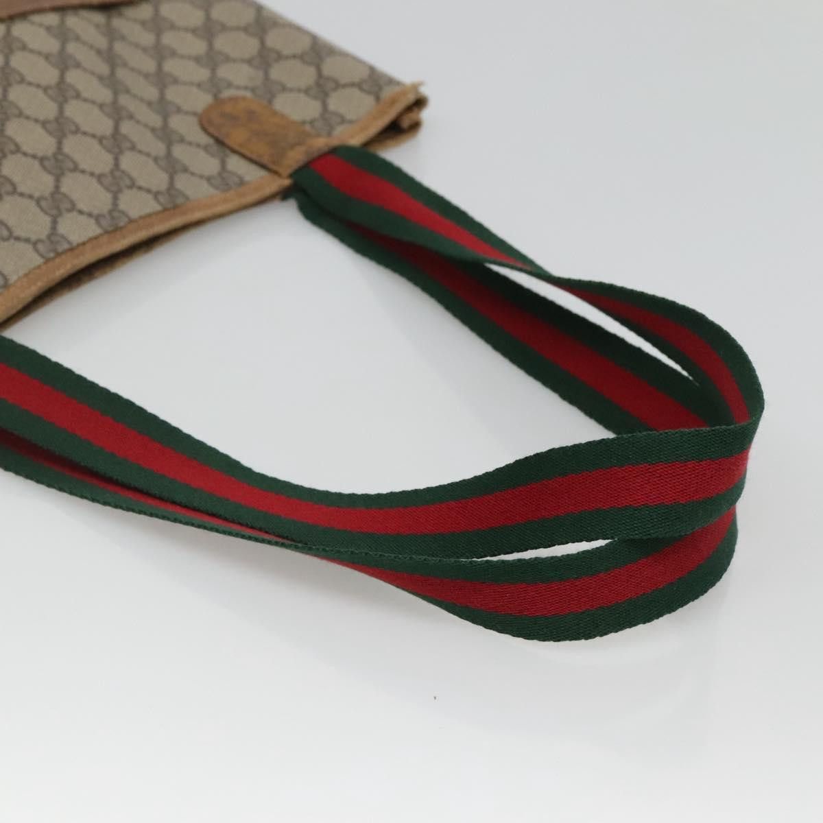 Gucci GUCCI GG Supreme Web Sherry Line Tote Bag Pvc Beige Red 40 Size ONE SIZE - 7 Thumbnail
