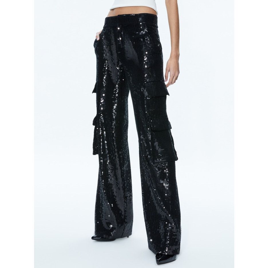 Alice + Olivia Alice + Olivia Hayes Sequin Cargo Pants black size 2 Size 26" / US 2 / IT 38 - 16 Thumbnail