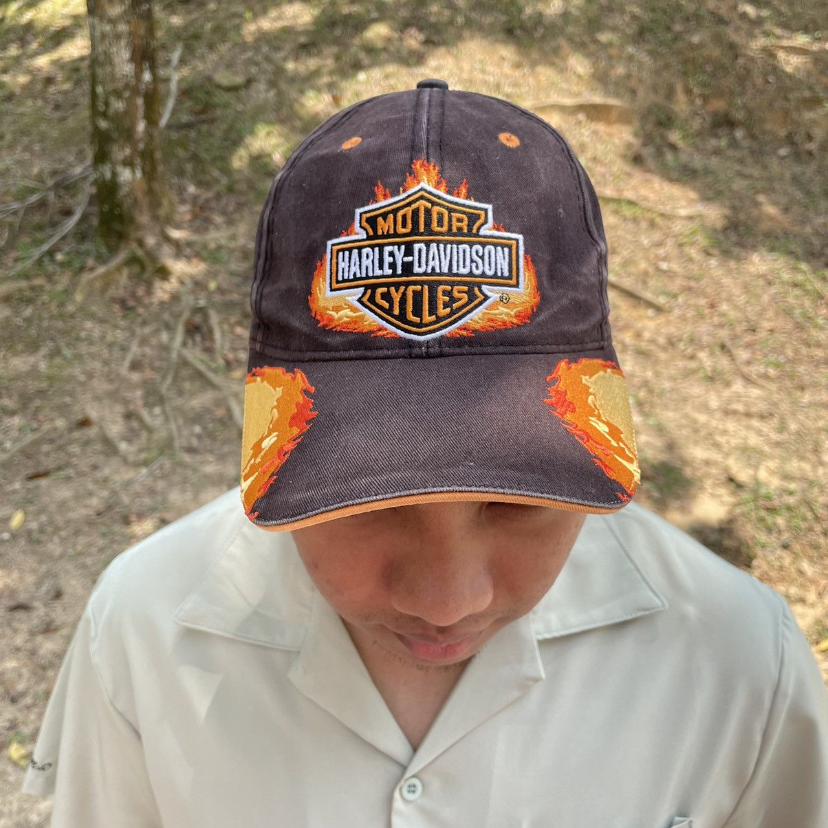 20471120 × Beauty Beast × Harley Davidson Vintage Y2K Harley Davidson Flame Hats Size ONE SIZE - 2 Thumbnail