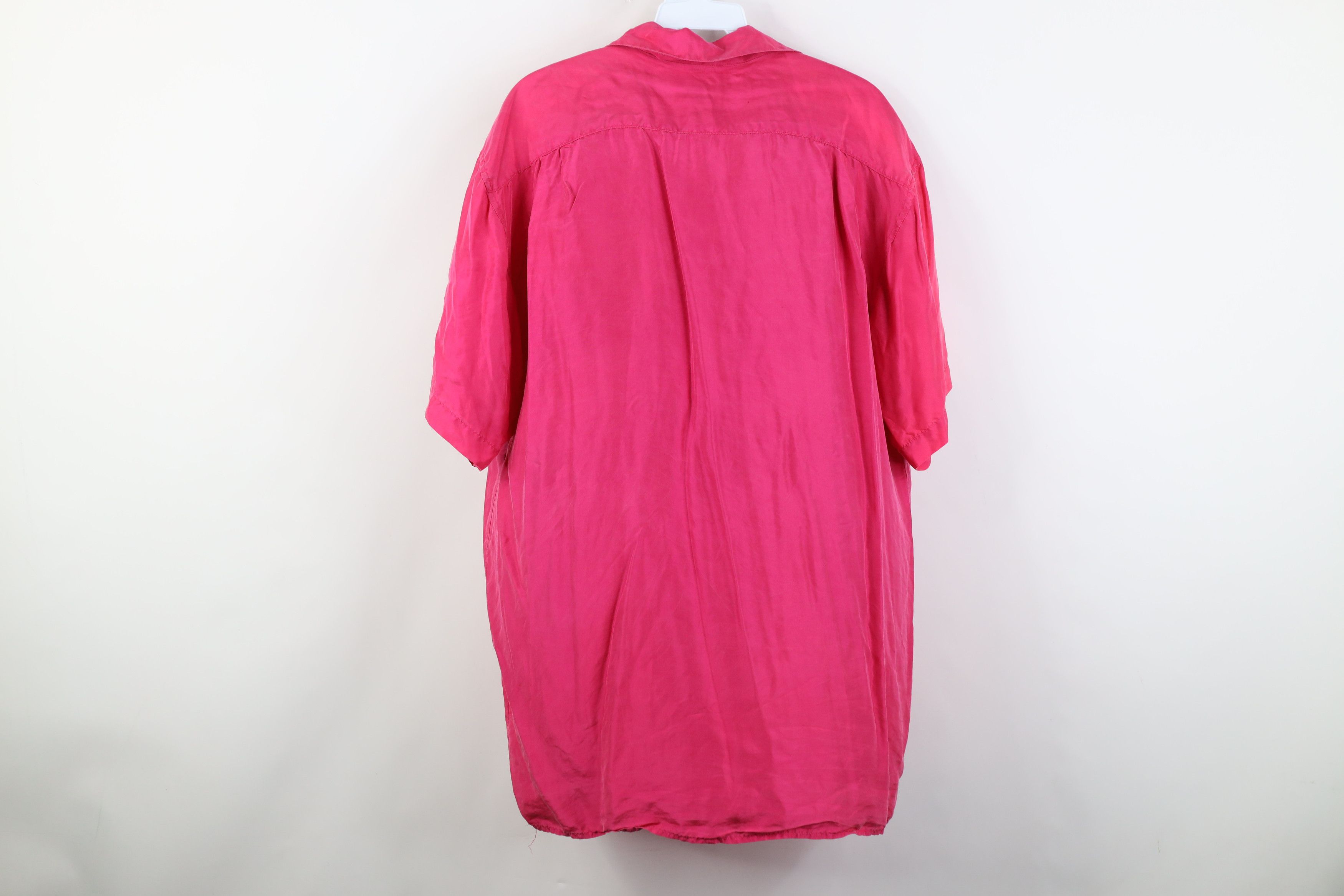 Vintage Vintage 90s Streetwear Silk Collared Button Shirt Pink Size L / US 10 / IT 46 - 10 Thumbnail