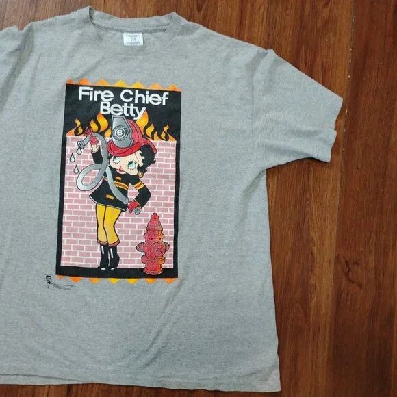 Other Vintage 90s Fire Chief Betty Boop T-Shirt Size US XXL / EU 58 / 5 - 3 Thumbnail