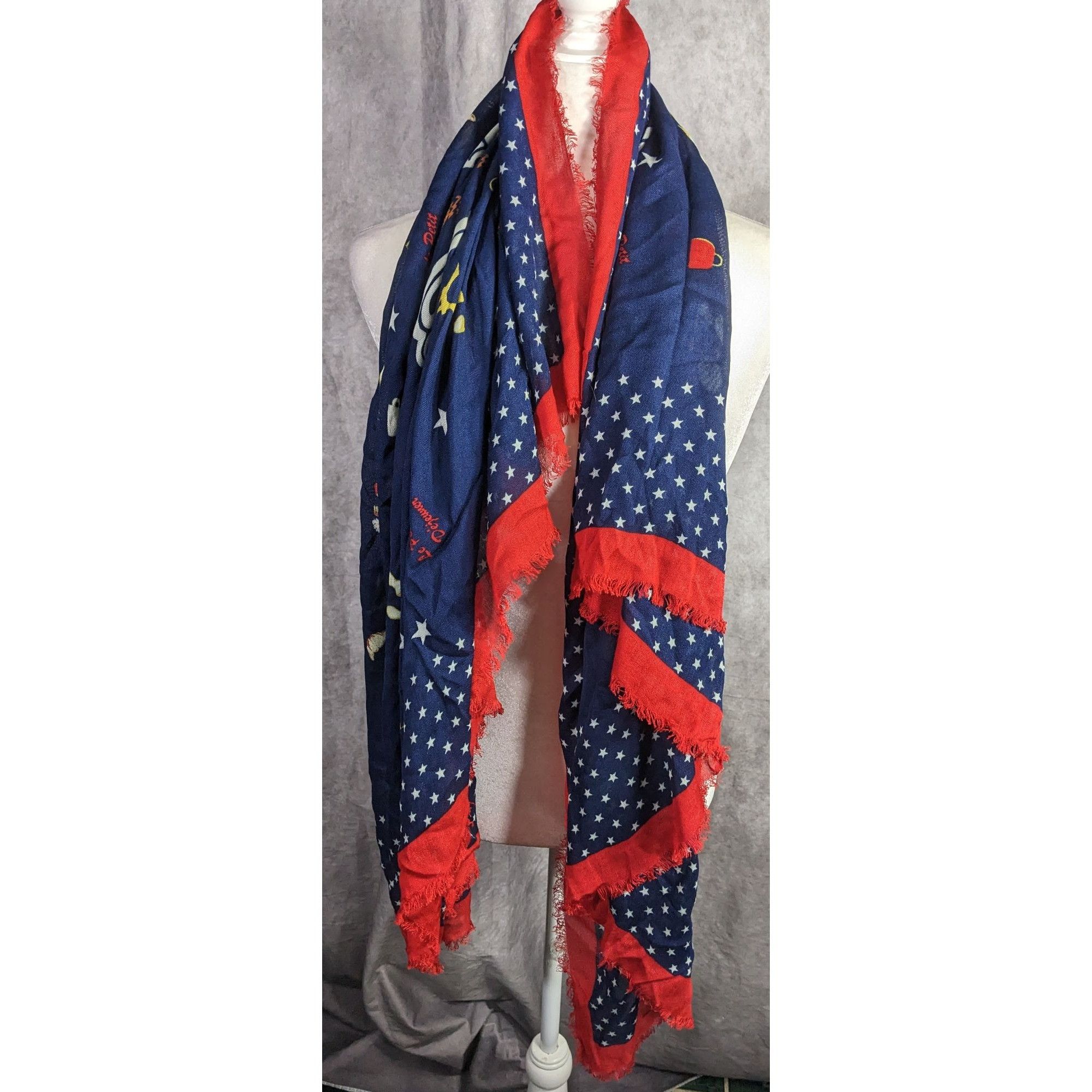Talbots Talbots Paris-Themed Scarf With Eiffel Tower Print Navy Blue Size ONE SIZE - 16 Thumbnail
