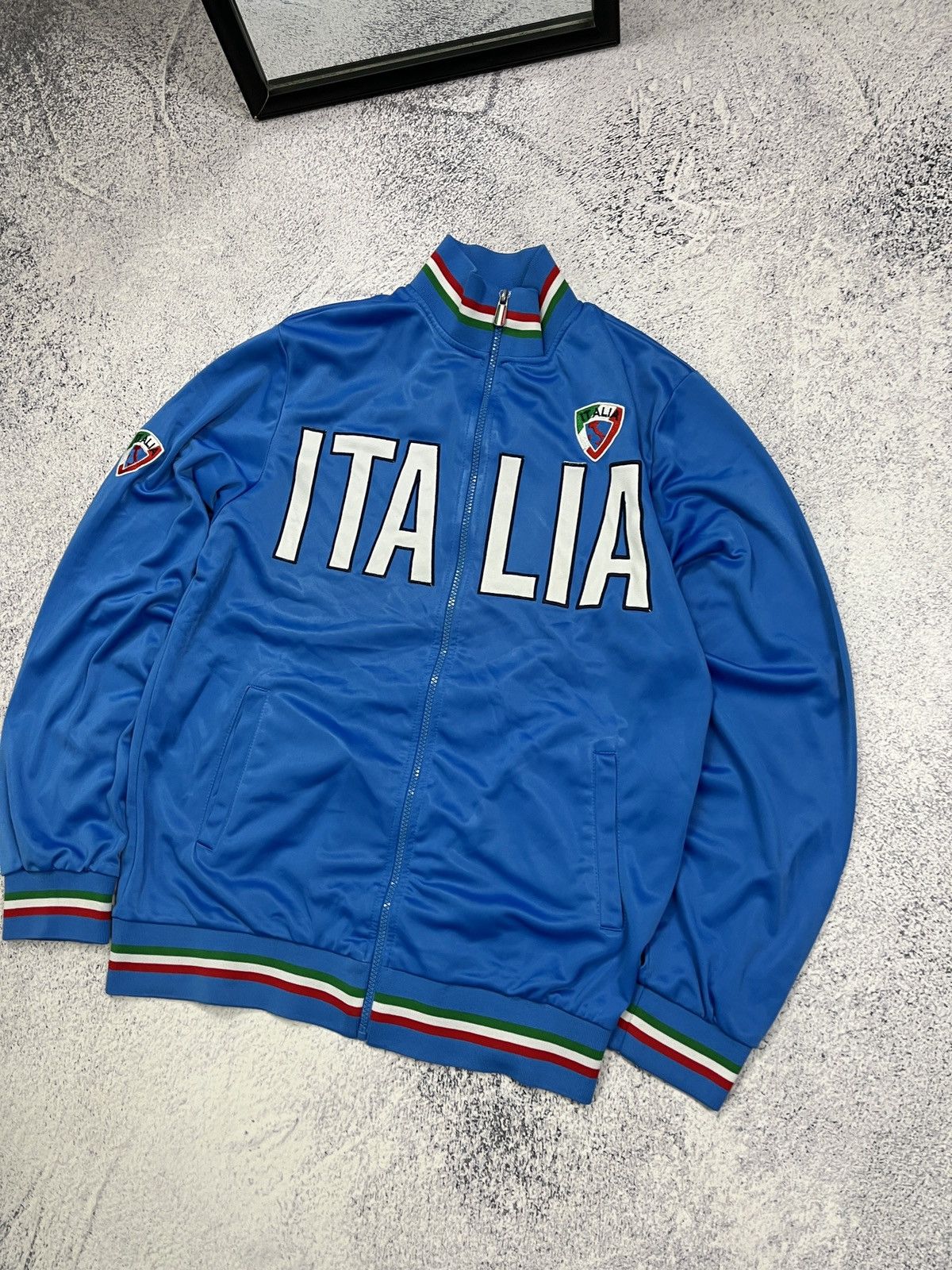 Vintage Italia Big Logo Hype Track Jacket Rare Italy Drill Blockcore Size US L / EU 52-54 / 3 - 3 Thumbnail