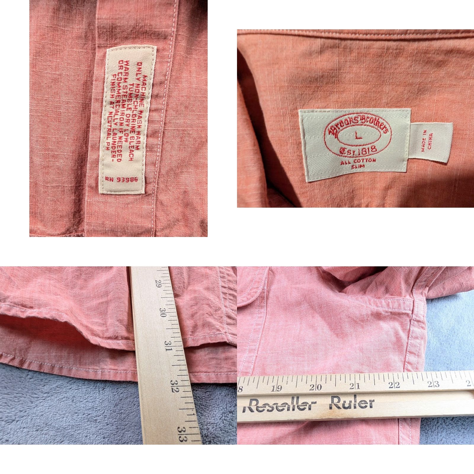 Brooks Brothers Brooks Brothers Shirt Men's L Red Cotton Chambray Pockets Button Up Long Sleeve Size US L / EU 52-54 / 3 - 8 Thumbnail