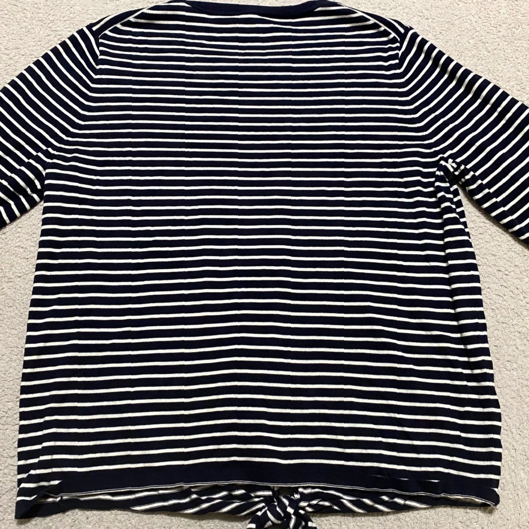Talbots Talbots Blue Striped Crew Neck Long Sleeve XL Pullover Sweater - Womens Regular Fit, Cotton Knit, Casual Winter Fall Spring, 1093 Size XL / US 12-14 / IT 48-50 - 2 Thumbnail