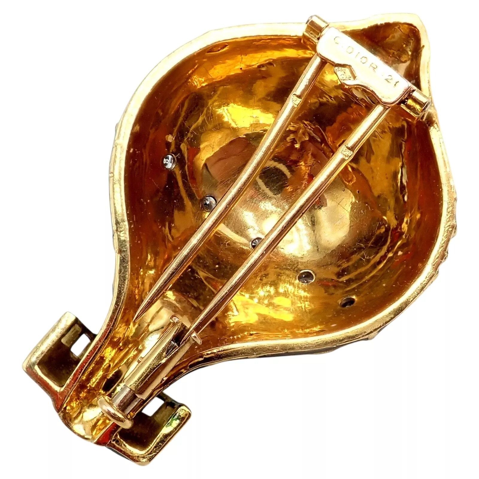 Dior Dior 18k Yellow Gold Diamond Enamel Jules Verne Pin Brooch Size ONE SIZE - 12 Thumbnail