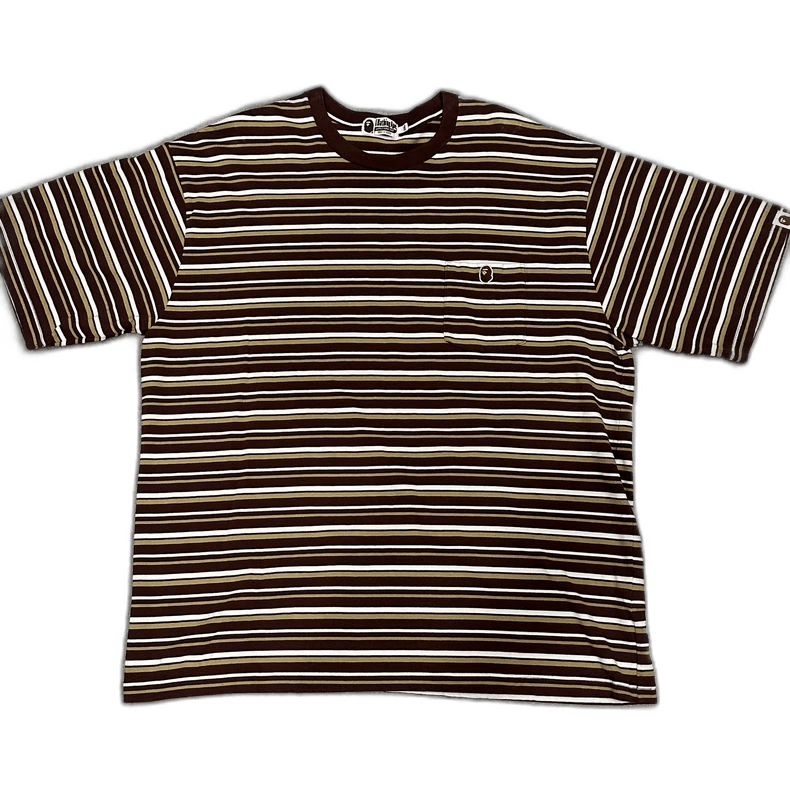 Bape Bape Brown Striped Short Sleeve Shirt Size US XXL / EU 58 / 5 - 1 Thumbnail