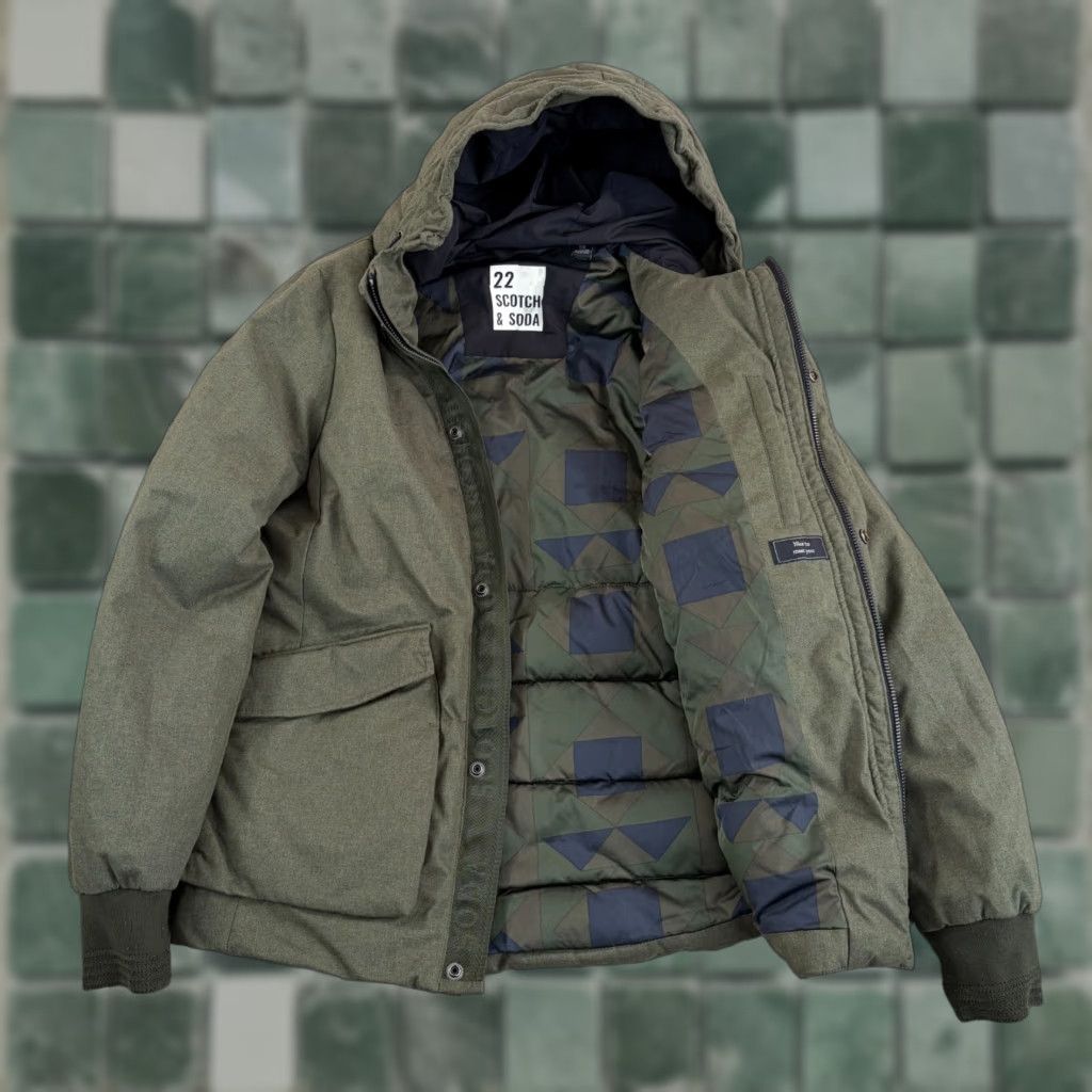 Scotch & Soda SCOTCH & SODA Full Zip Hooded Snow Jacket Large Olive Chore Pockets Insulated Size US L / EU 52-54 / 3 - 1 Thumbnail