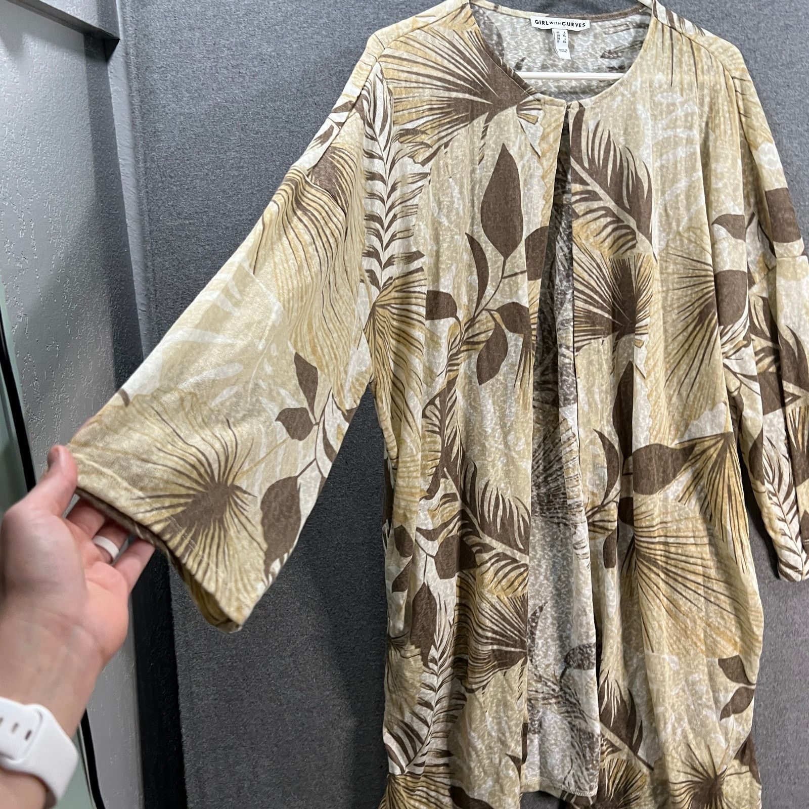 Other Girl With Curves Knit Palm Cardigan Neutral Palm, Large Size L / US 10 / IT 46 - 9 Thumbnail
