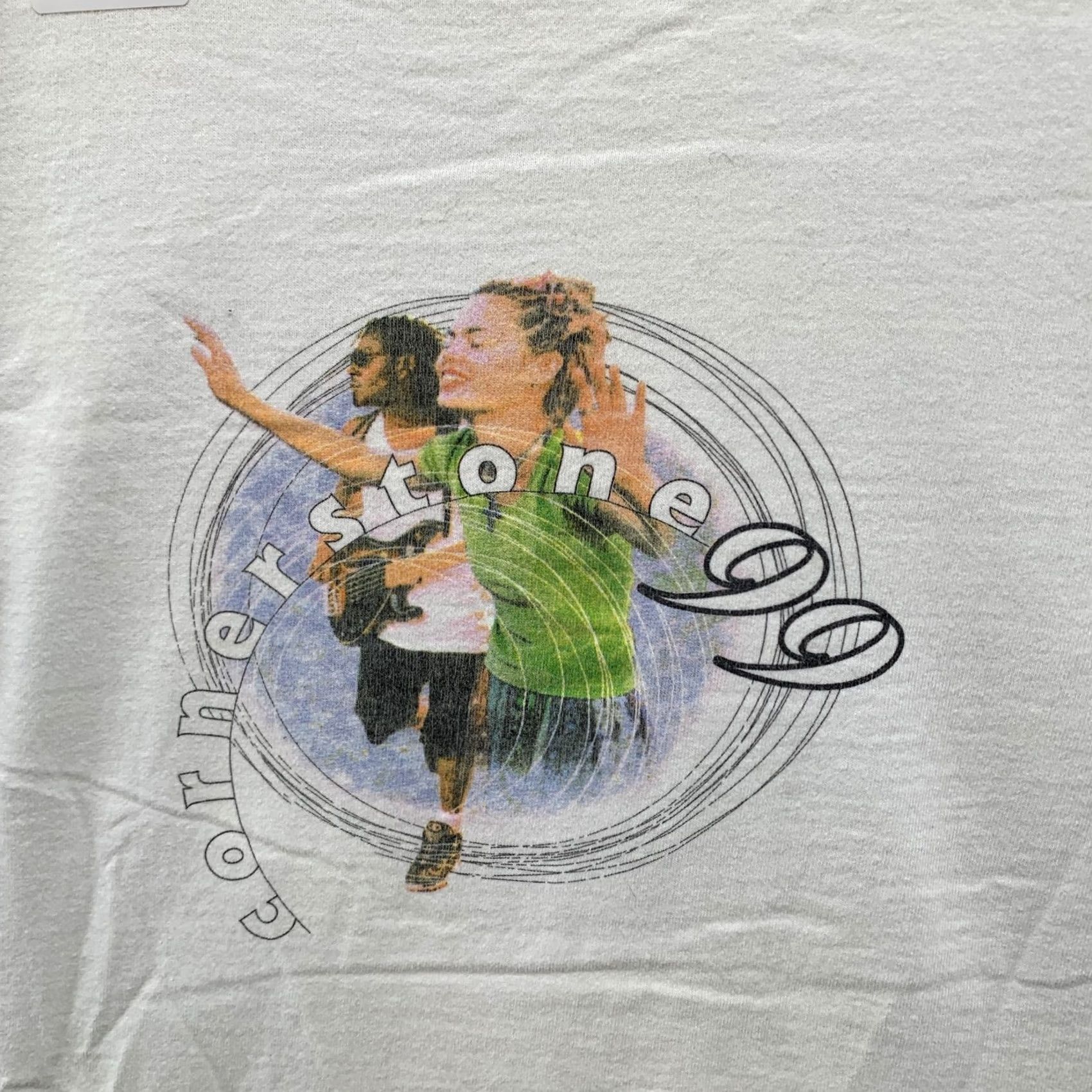 Fruit Of The Loom VINTAGE Cornerstone Shirt XL White Music Band 90s Short Sleeve 22.5x25.5 Mens Size US XL / EU 56 / 4 - 6 Thumbnail