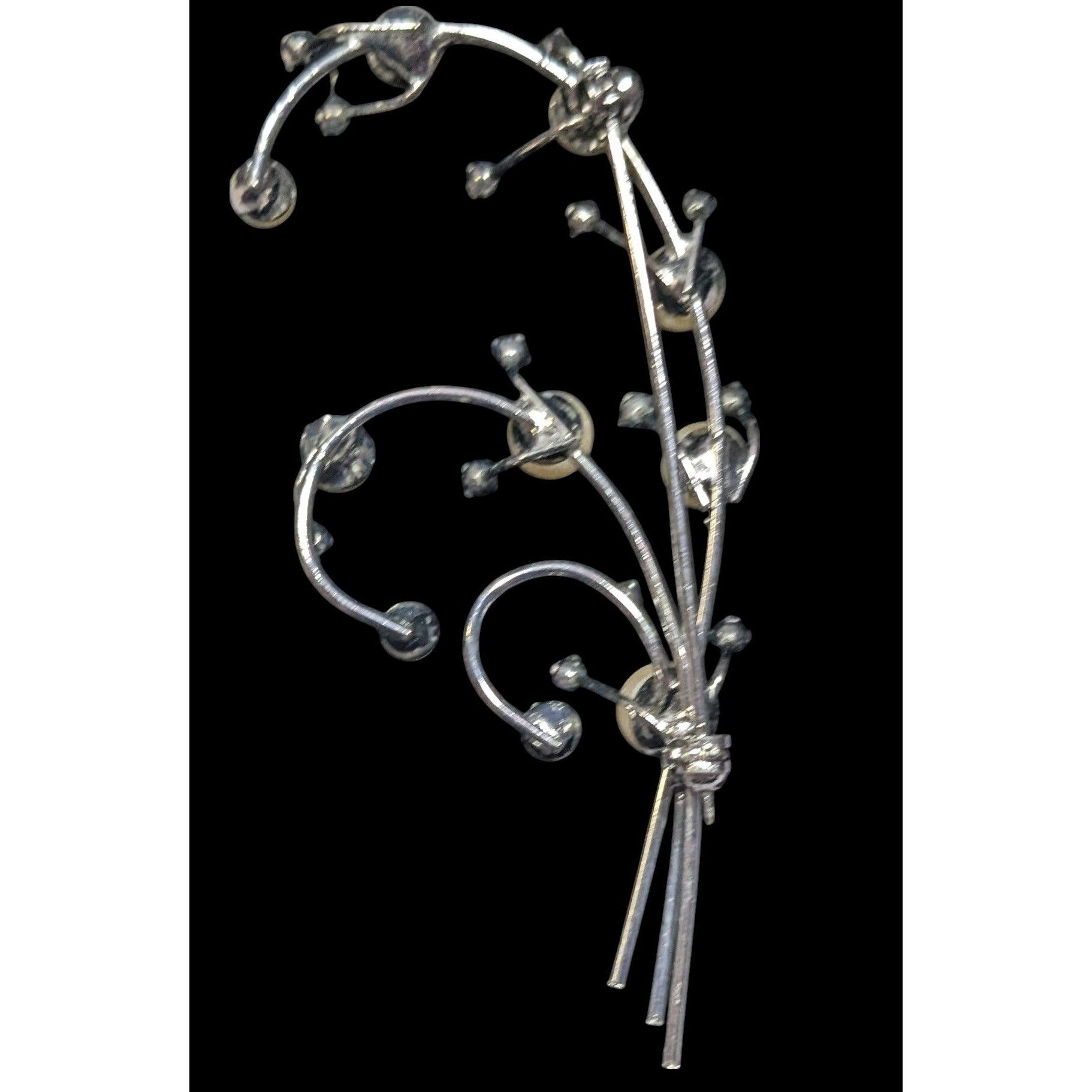 Other Fairy Bridal Floral Spray Faux Pearl And Rhinestone Brooch Size ONE SIZE - 2 Thumbnail