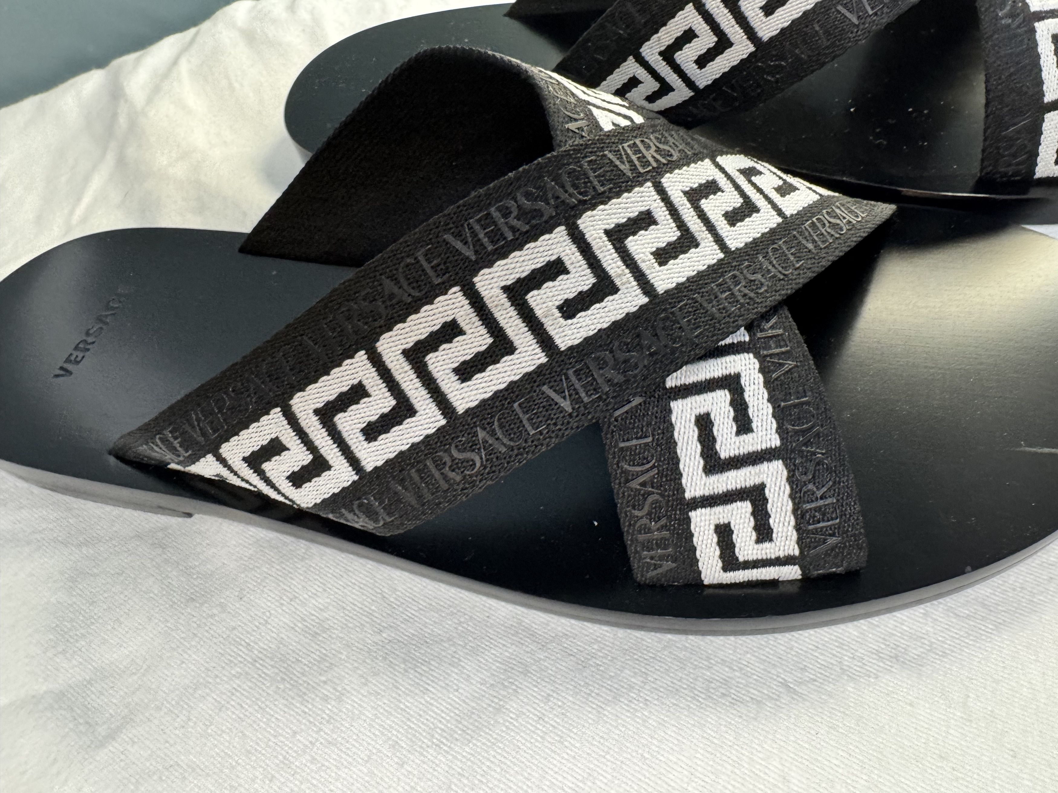 Versace Versace Black/White Greca Sandals Size US 9.5 / EU 42-43 - 5 Thumbnail