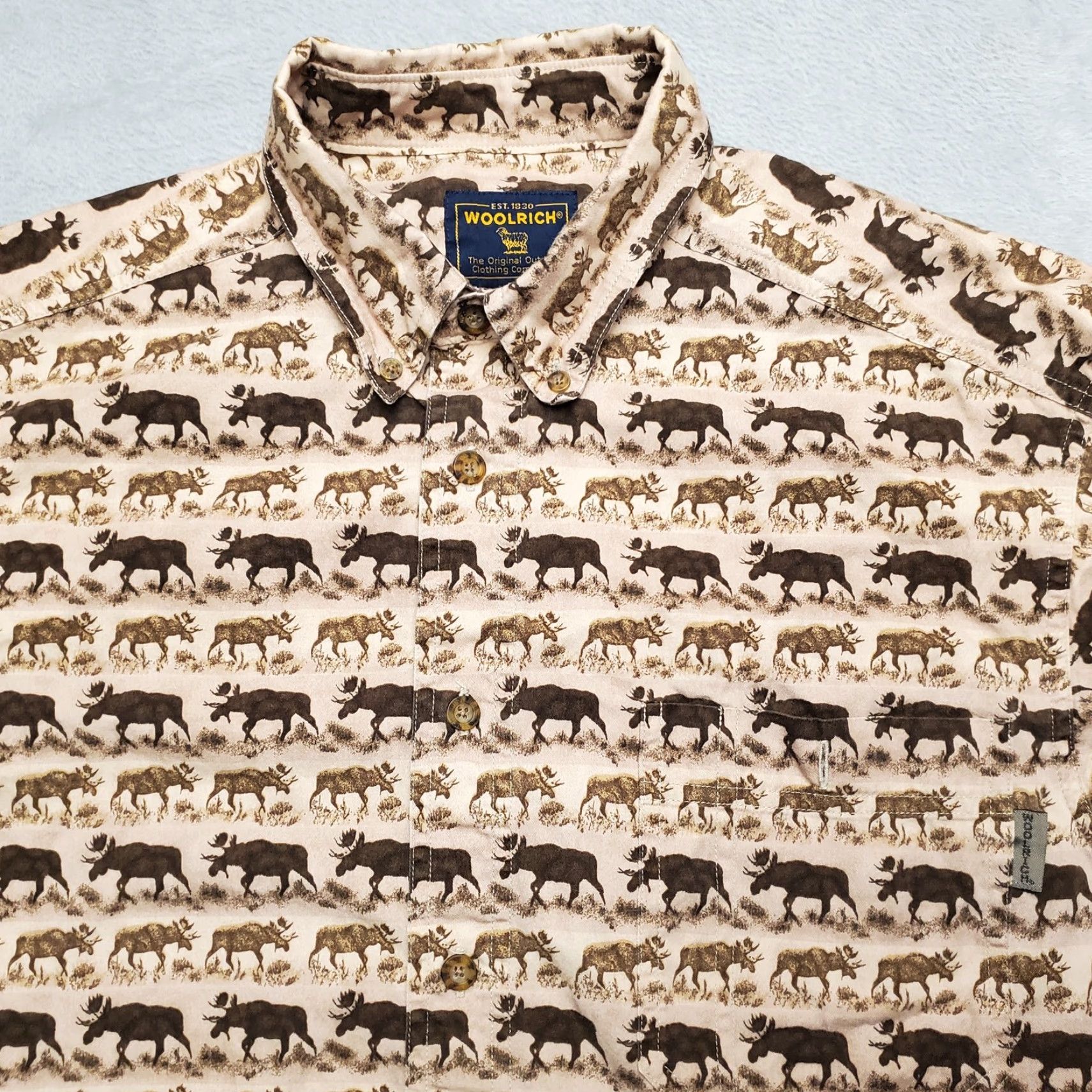 Vintage VINTAGE Woolrich Shirt Mens L Brown Moose Print Long Sleeve Camp Button-Down Casual Size US L / EU 52-54 / 3 - 2 Thumbnail