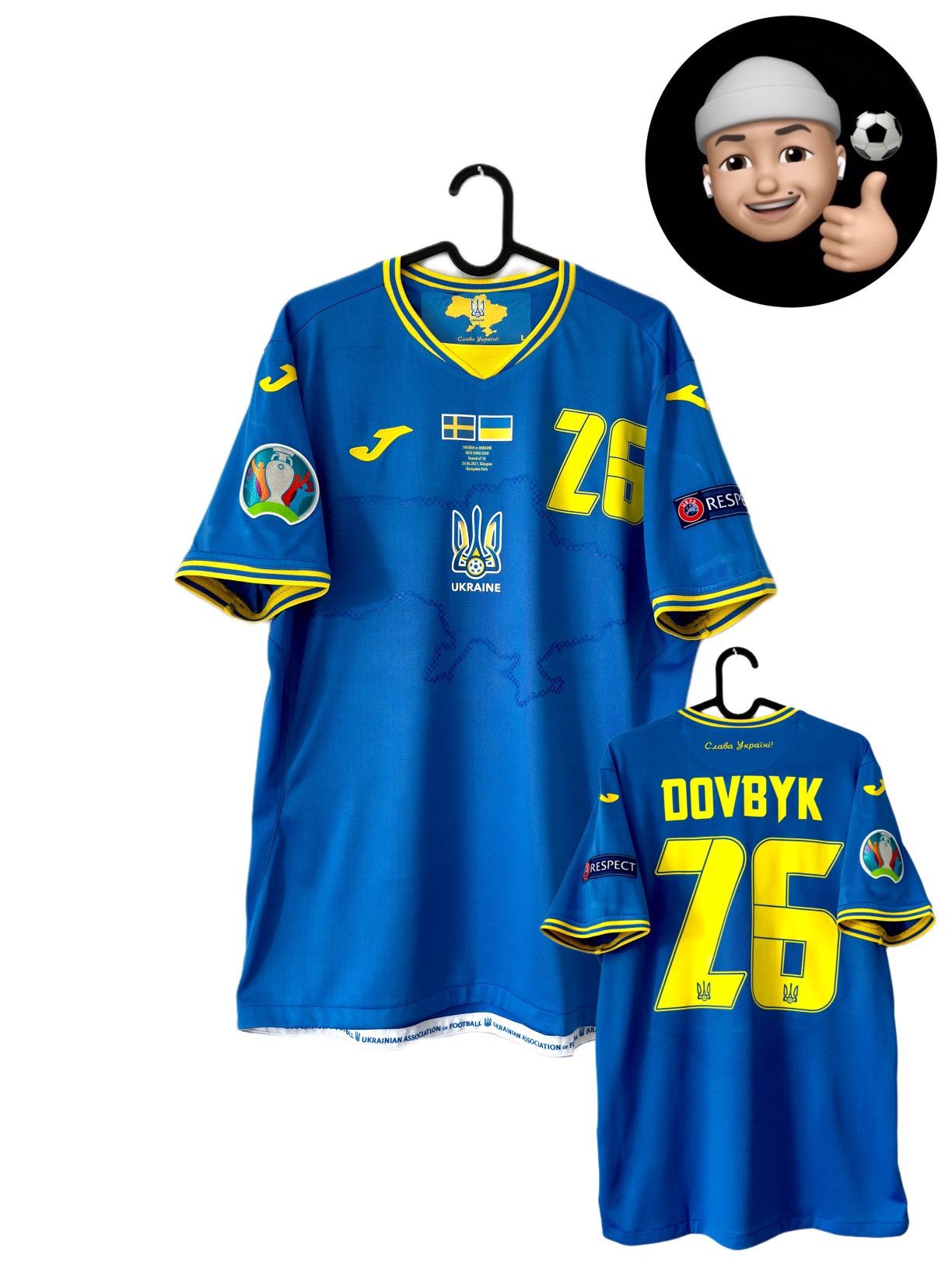 Joma 2020 2024 GAME ISSUE Ukraine National Dovbyk Soccer Jersey L Size US L / EU 52-54 / 3 - 1 Thumbnail