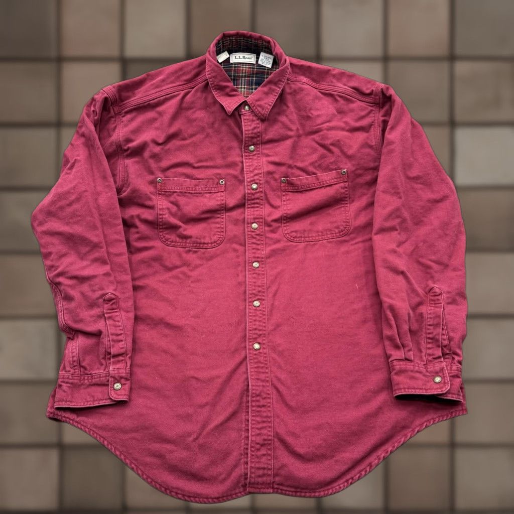 Vintage VINTAGE L.L.Bean Shacket Mens XL Red Flannel Lined Snap Front Cotton Workwear Canada Size US XL / EU 56 / 4 - 1 Thumbnail