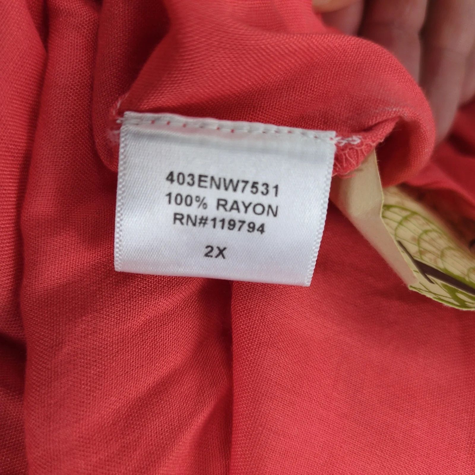Other NWT One World Coral Peasant Blouse Top Women's Plus Size 2X Size XXL / US 16-18 / IT 52-54 - 4 Thumbnail
