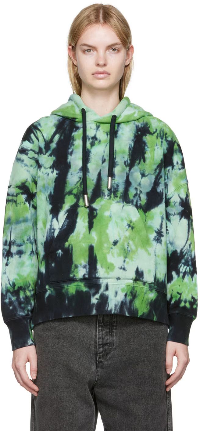 AMI USD410 AMI PARIS GREEN TIE-DYE COTTON HOODIE Size M / US 6-8 / IT 42-44 - 7 Thumbnail