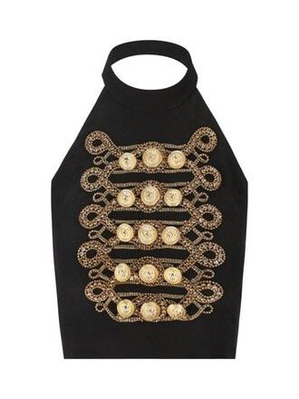 Balmain o1y0625 Crop Top in Black Size M / US 6-8 / IT 42-44 - 1 Preview