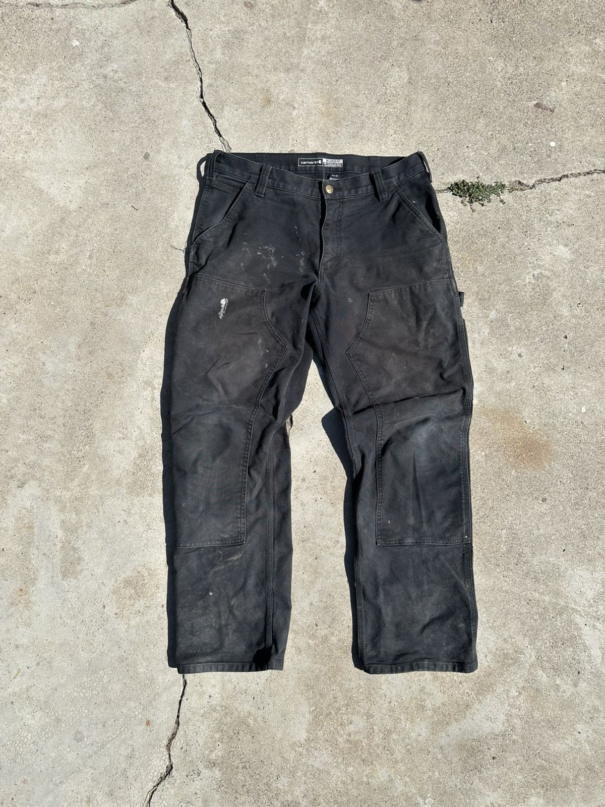 Carhartt Black Carhartt double knee work pants with paint stains Size US 34 / EU 50 - 1 Thumbnail