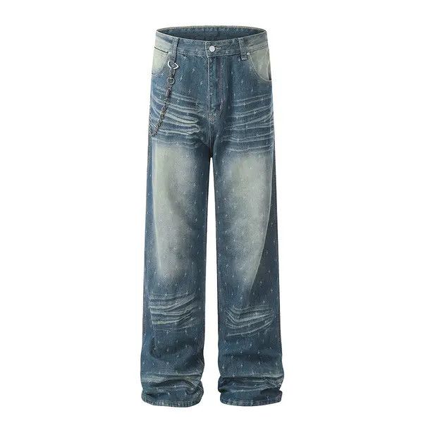 VIBE Men's trendy lightning distressed washed jeans Size US 32 / EU 48 - 1 Thumbnail