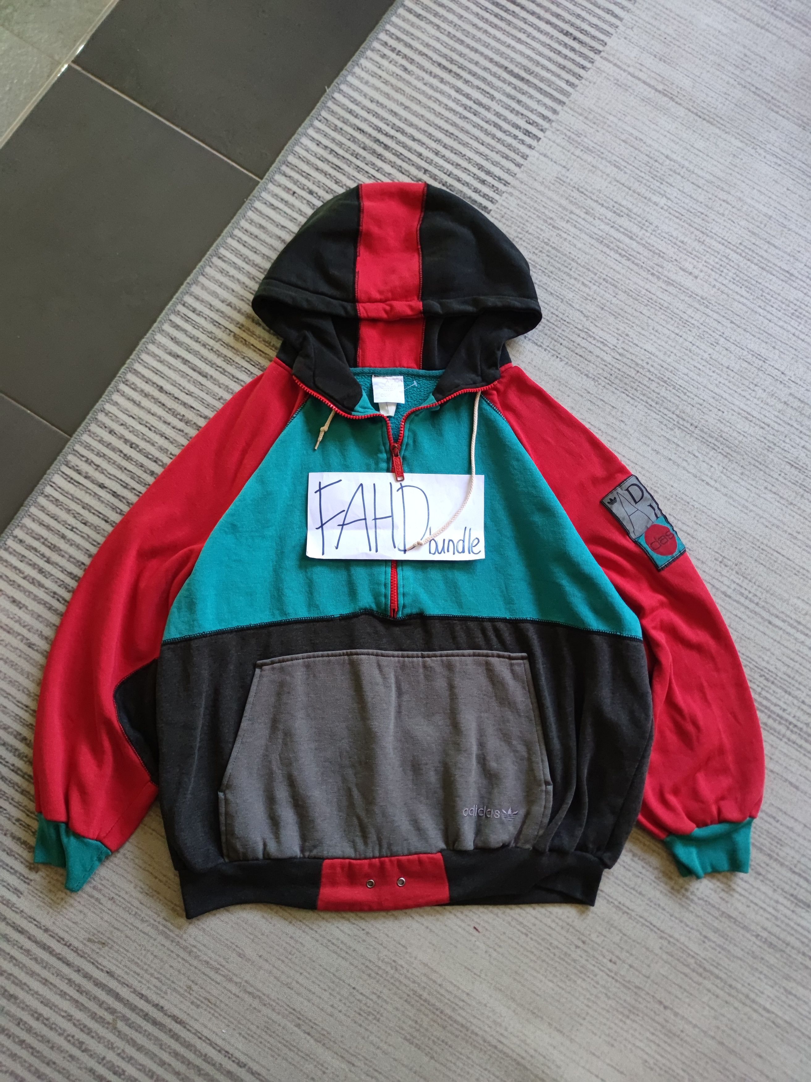 Adidas Vintage Multicolour Adidas Half Zipper Hoodie Size US L / EU 52-54 / 3 - 1 Thumbnail
