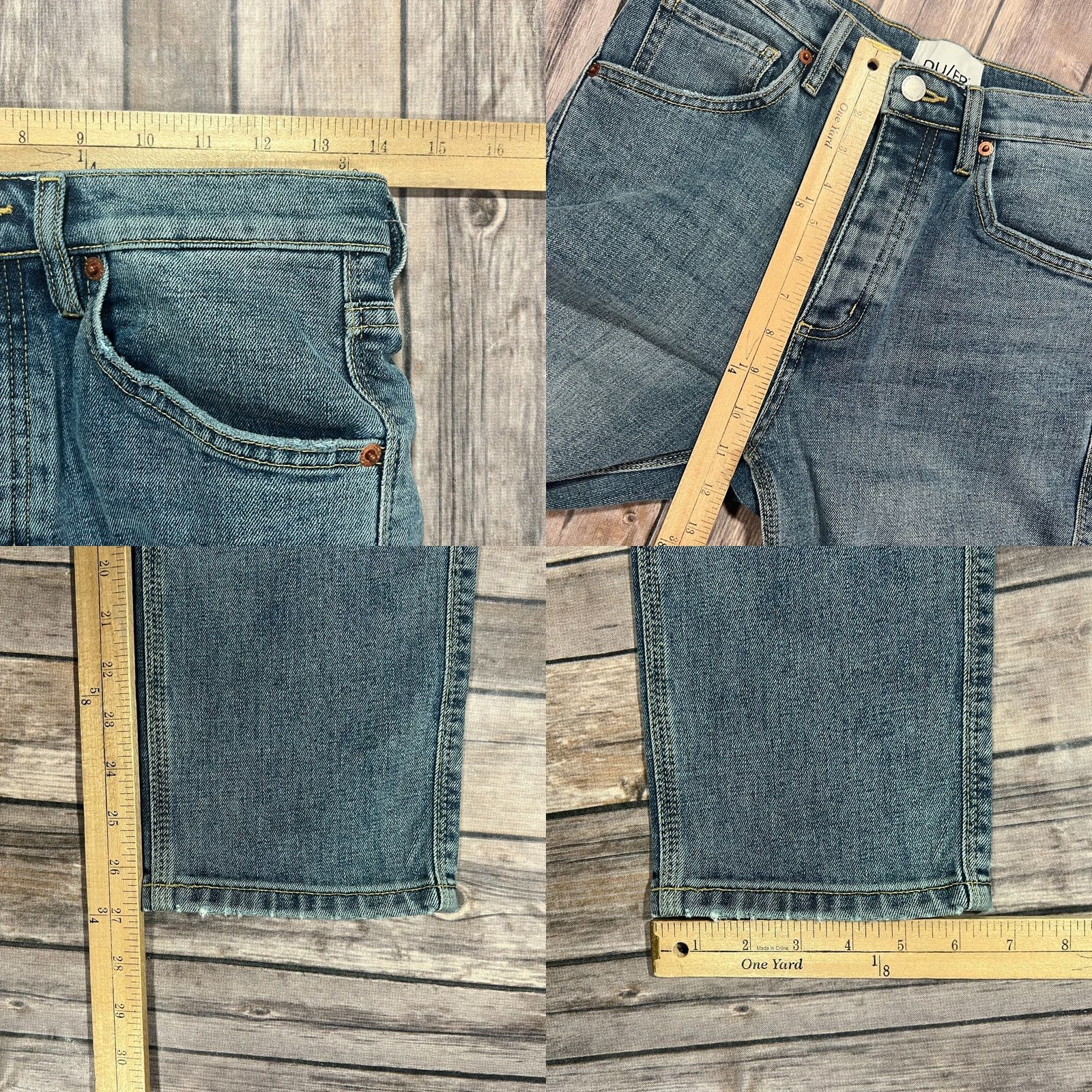 Vintage DU/ER High Rise Straight Jeans 27x27 Blue Denim Midweight Stretch Woman Regular 5-Pocket Vintage No Size 27" / US 4 / IT 40 - 8 Thumbnail