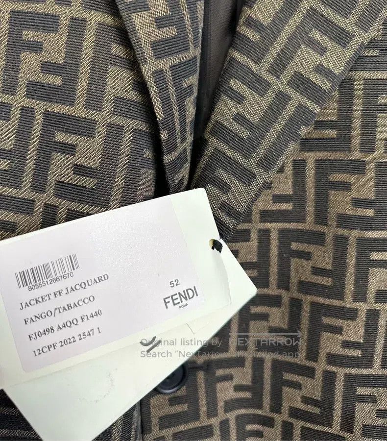 Fendi Fendi Brown Classic Monogram Letter Logo Single-Breasted C Size 52L - 3 Thumbnail