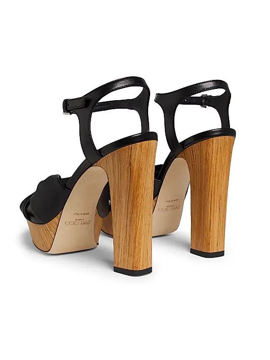 Jimmy Choo os11x0326 Heloise 120mm Leather Platform Sandals in Black Size US 6.5 / IT 36.5 - 3 Thumbnail
