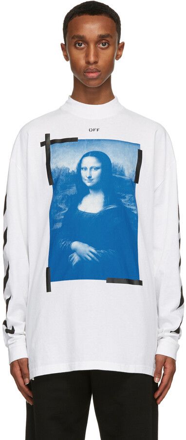 Off-White White Mona Lisa Oversized Long Sleeve Mock Neck T-Shirt Size US M / EU 48-50 / 2 - 2 Thumbnail