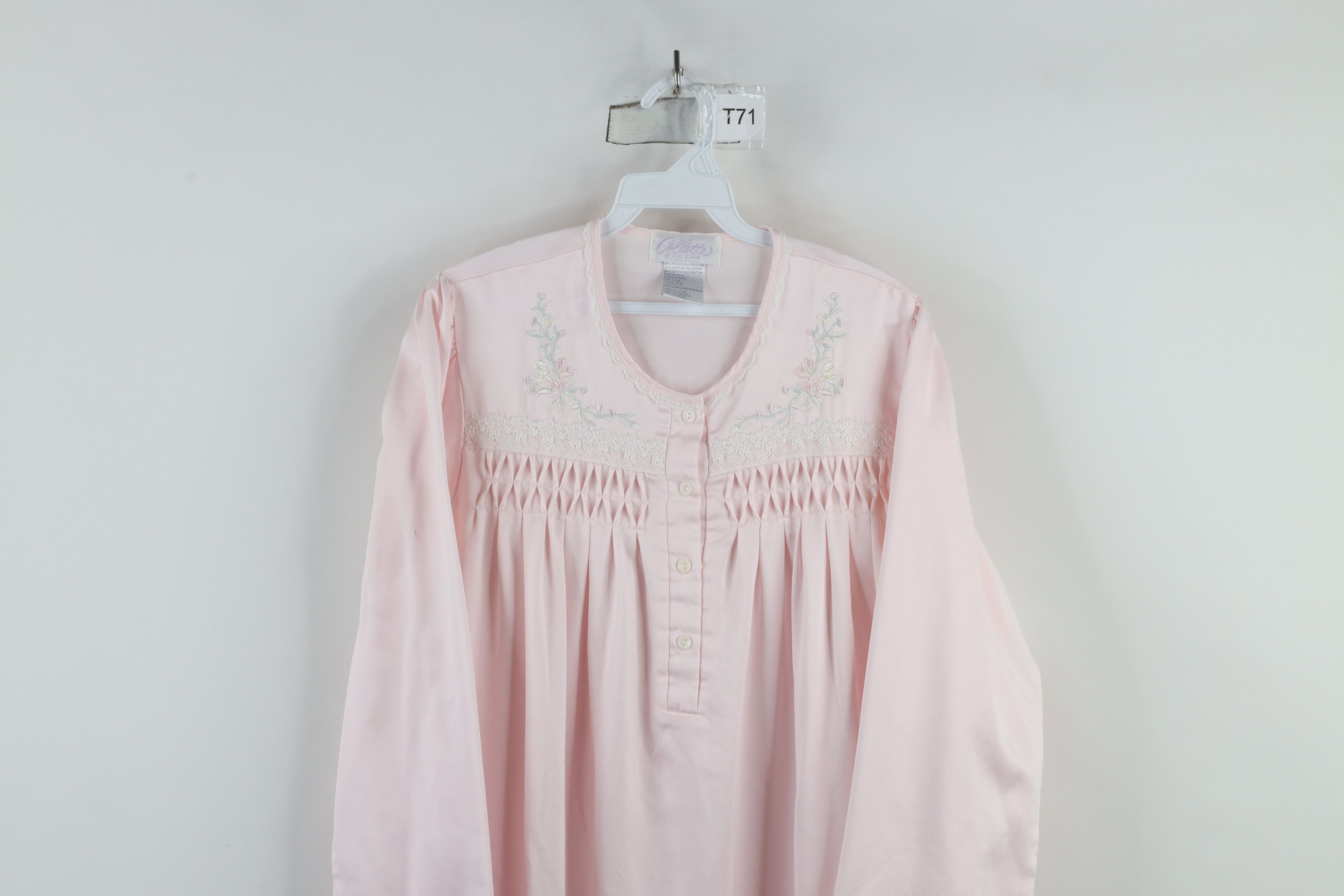 Vintage Vintage 90s Miss Elaine Ruffled Long Sleeve Night Gown Shirt Size M / US 6-8 / IT 42-44 - 2 Thumbnail