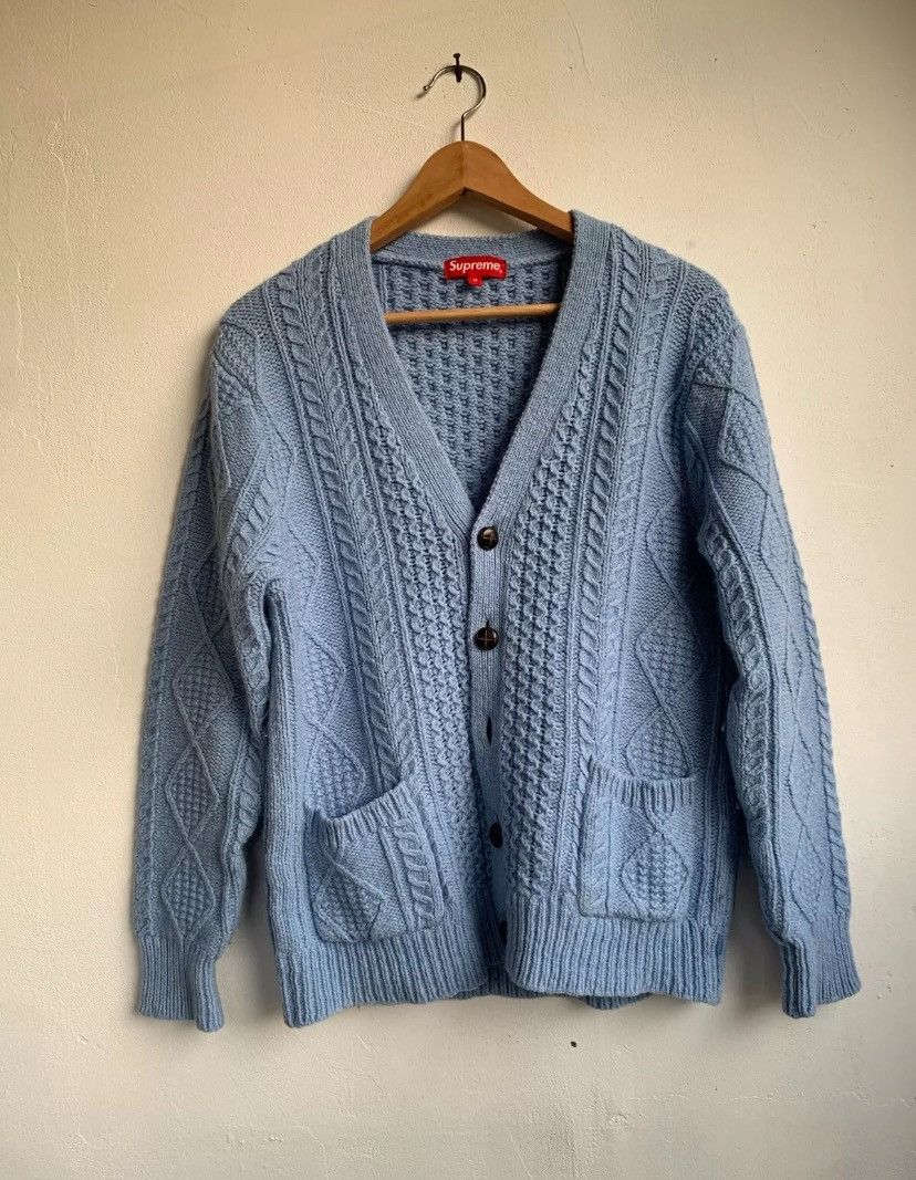 Supreme RARE FW16 Supreme Cable Knit Cardigan SIZE M WOOL COTTON | Grailed