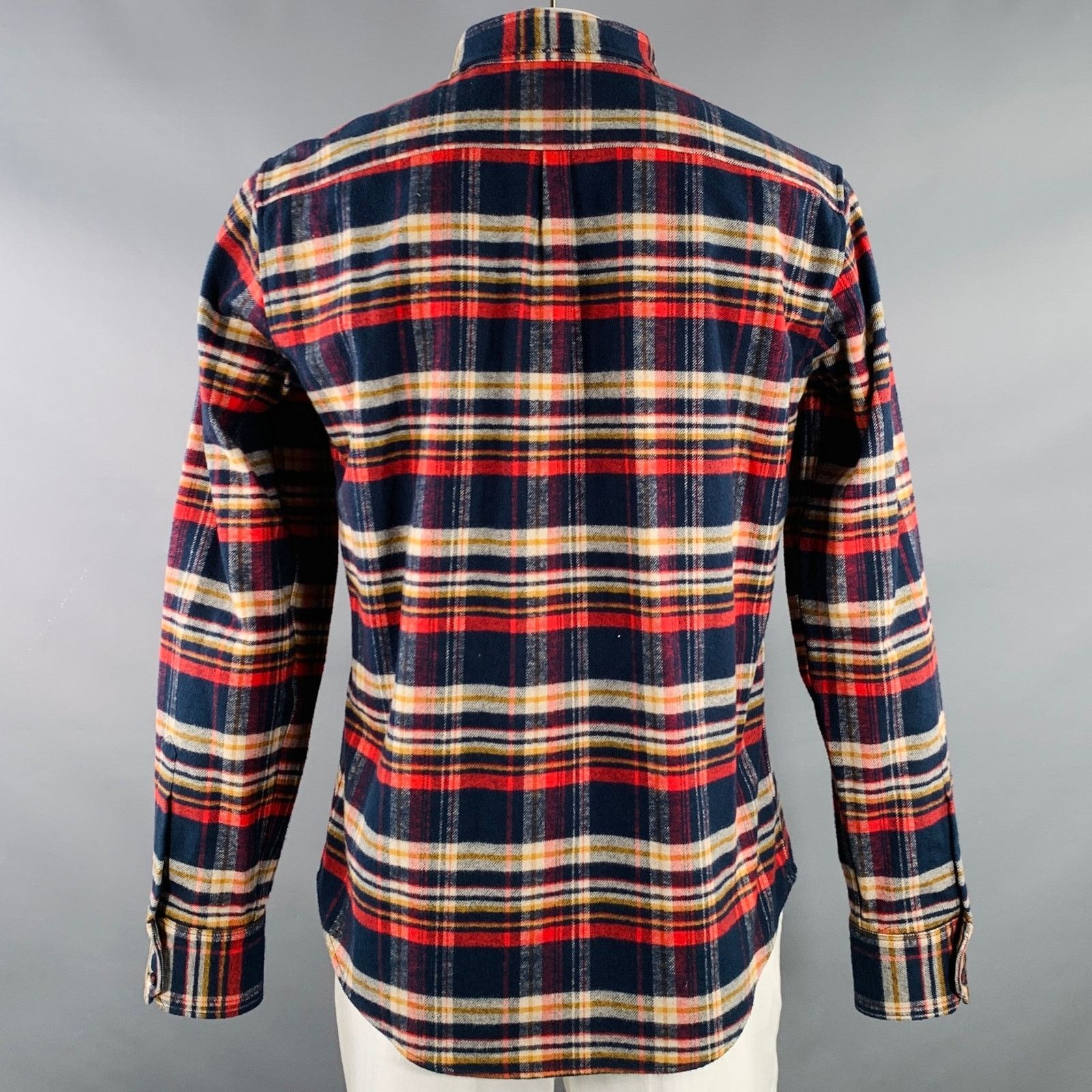Dsquared2 XL Navy Red Yellow Plaid Cotton Button Up Long Sleeve Shirt Size US XL / EU 56 / 4 - 3 Thumbnail