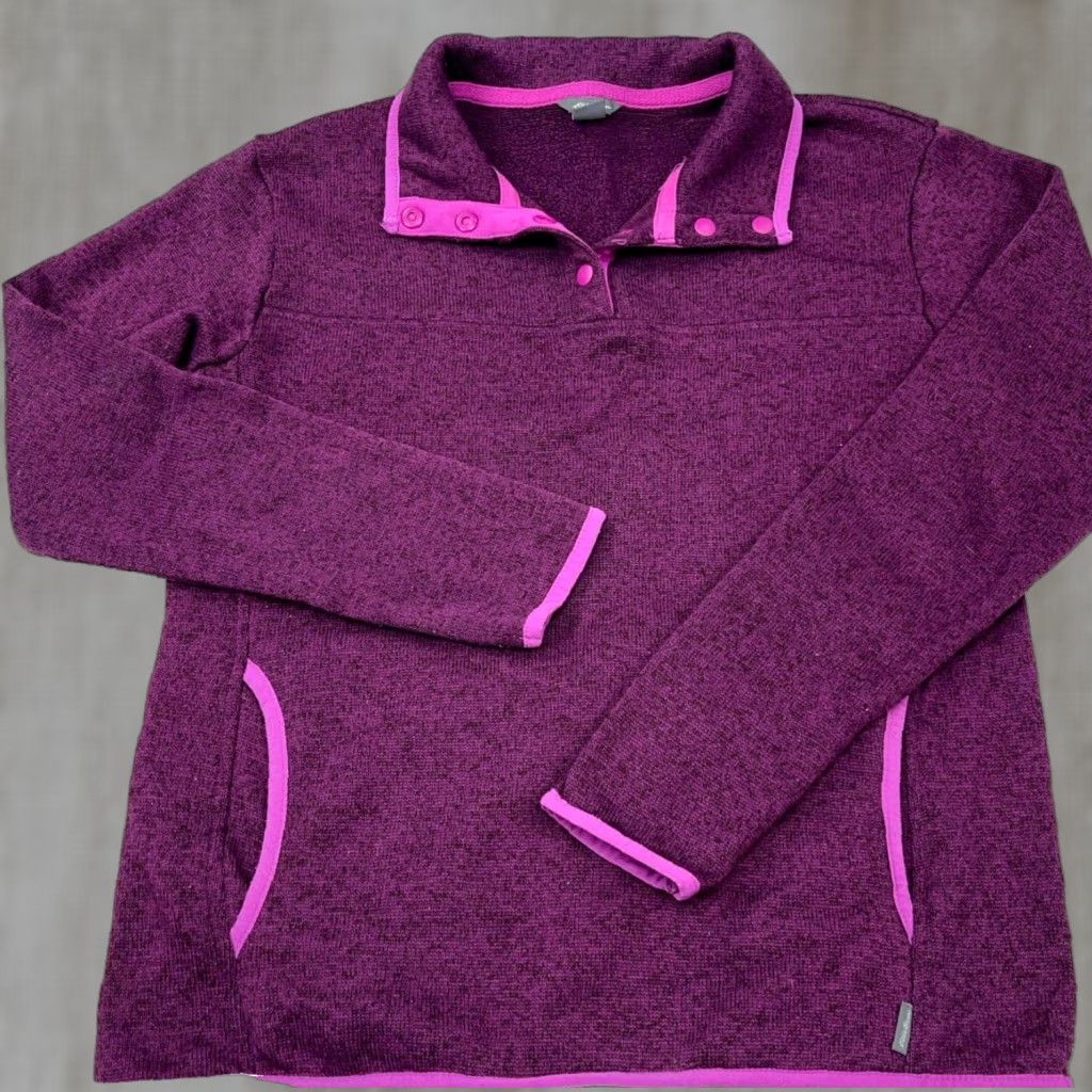 Eddie Bauer Eddie Bauer Sweater Women Small Purple Pink Pullover Fleece Snap Heather Hike Size S / US 4 / IT 40 - 1 Thumbnail