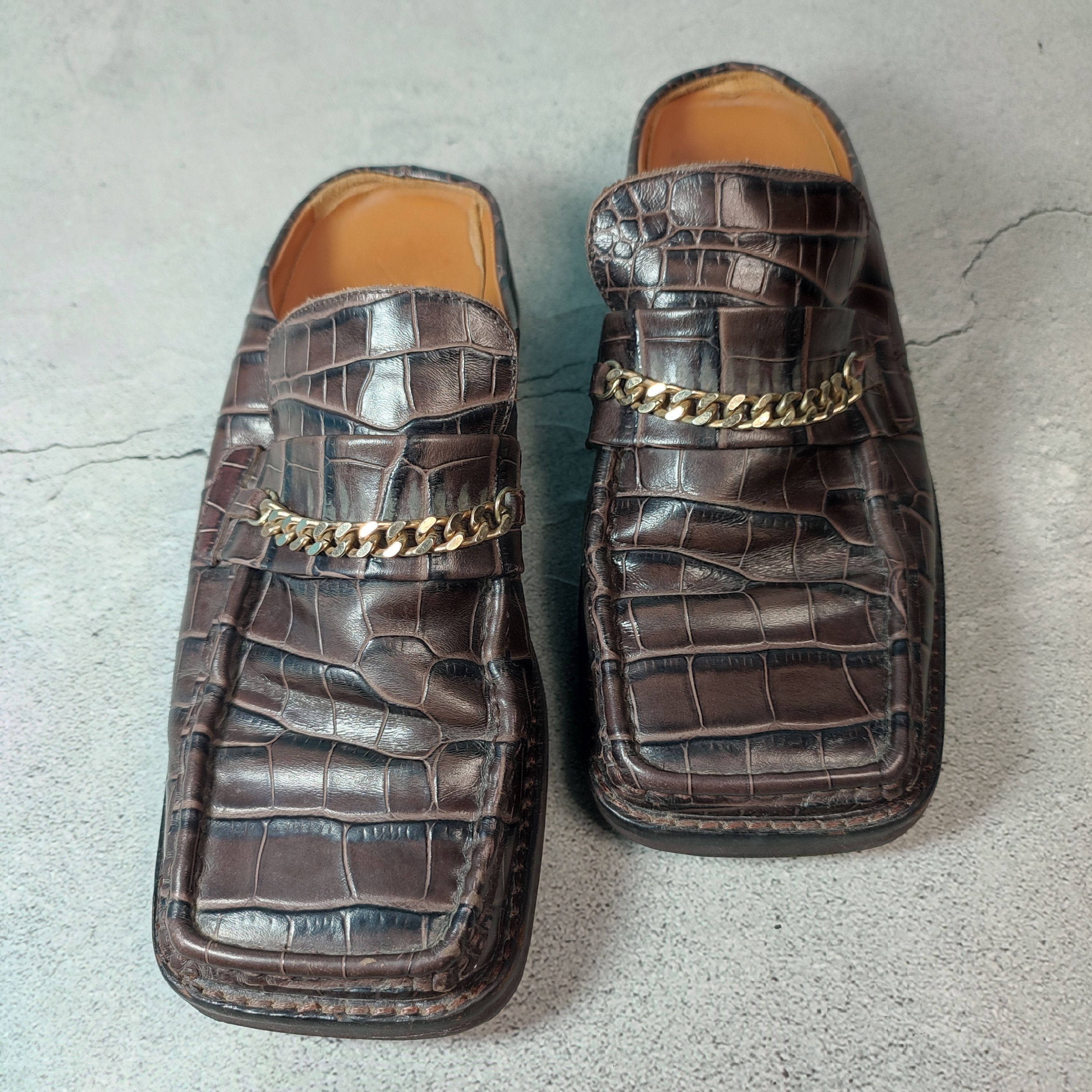 Martine Rose Martine Rose square toe croc leather / Cuban chain Mules Size US 7 / IT 37 - 10 Thumbnail