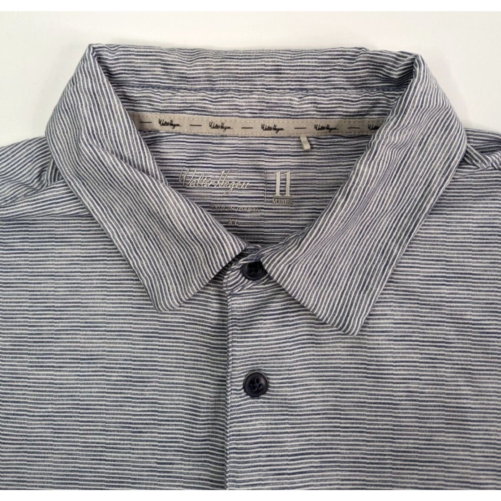 Vintage Walter Hagen Shirt XL Stripe Short Sleeve Polo Golf Men Blue Button-Up Comfort Stretch Size US XL / EU 56 / 4 - 6 Thumbnail