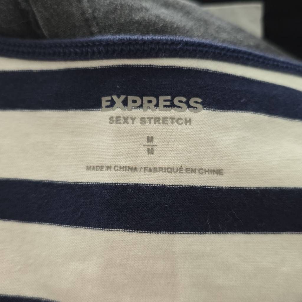 Express Express Women's Size Medium Navy White Striped Sexy Stretch Size M / US 6-8 / IT 42-44 - 2 Thumbnail