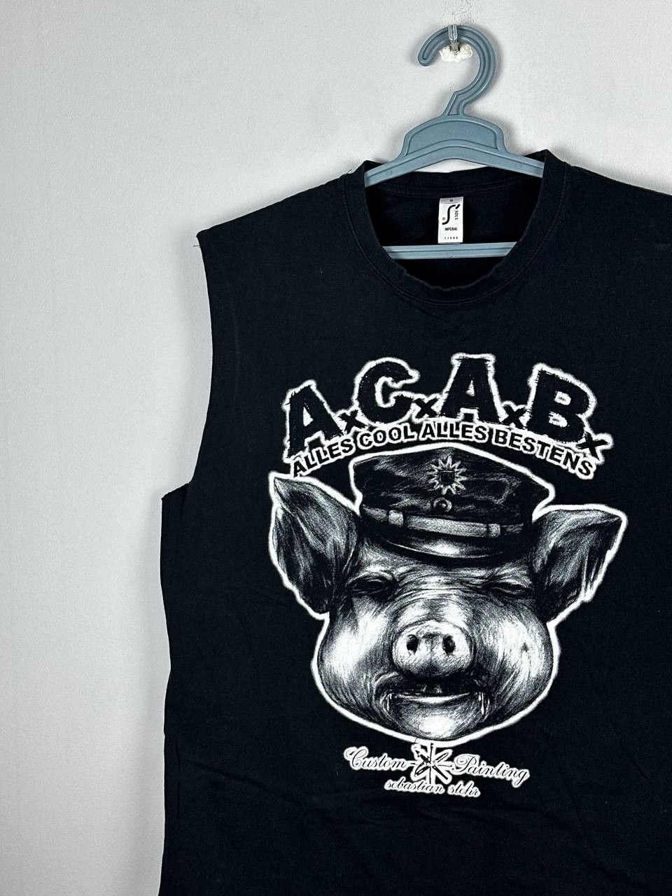 Vintage Vintage ACAB Pig Print Police Sleeveless T Shirt Size US XL / EU 56 / 4 - 3 Thumbnail