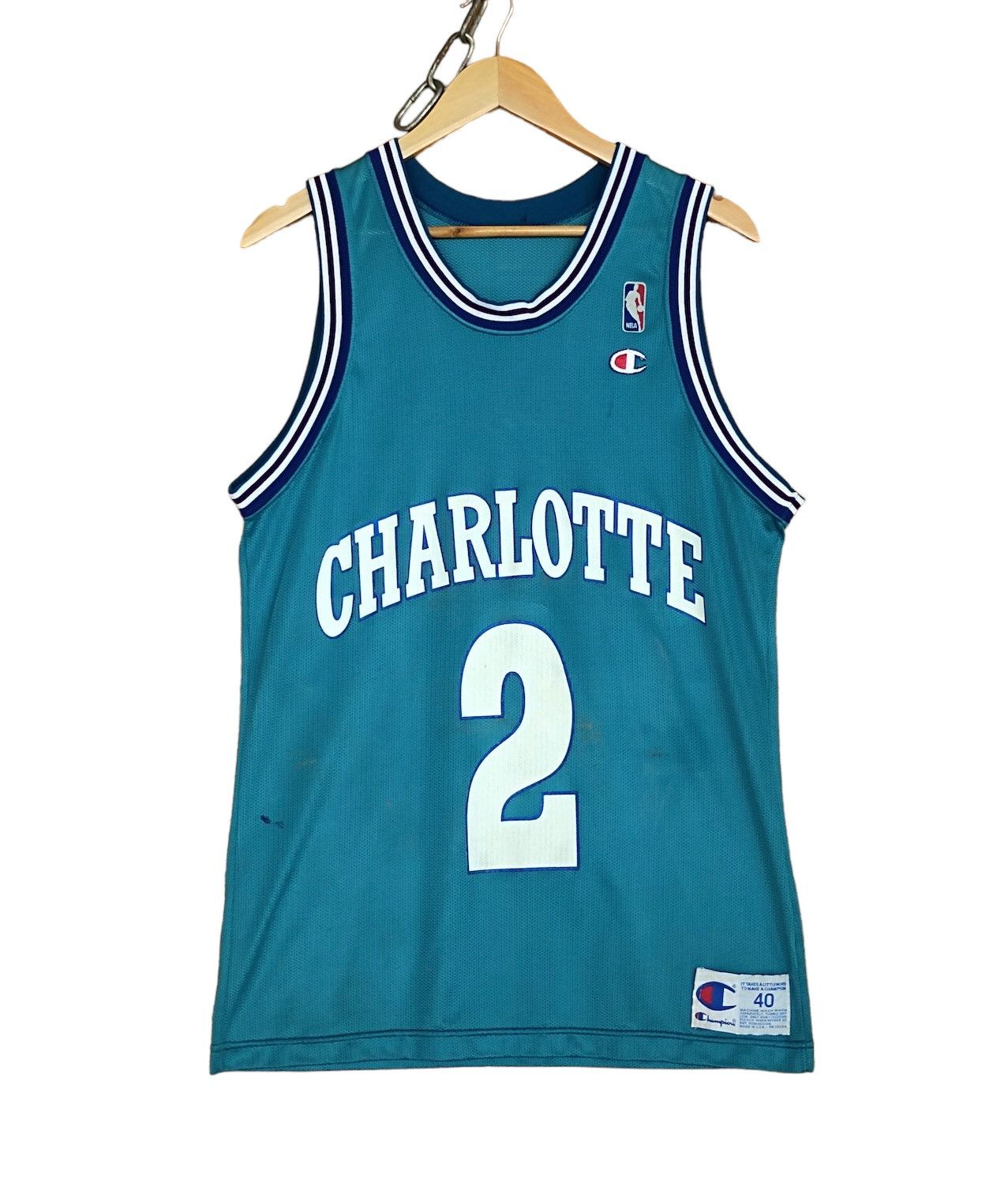 Champion Vintage 90s Champion Larry Johnson #2 NBA Charlotte Hornets Size US M / EU 48-50 / 2 - 1 Thumbnail