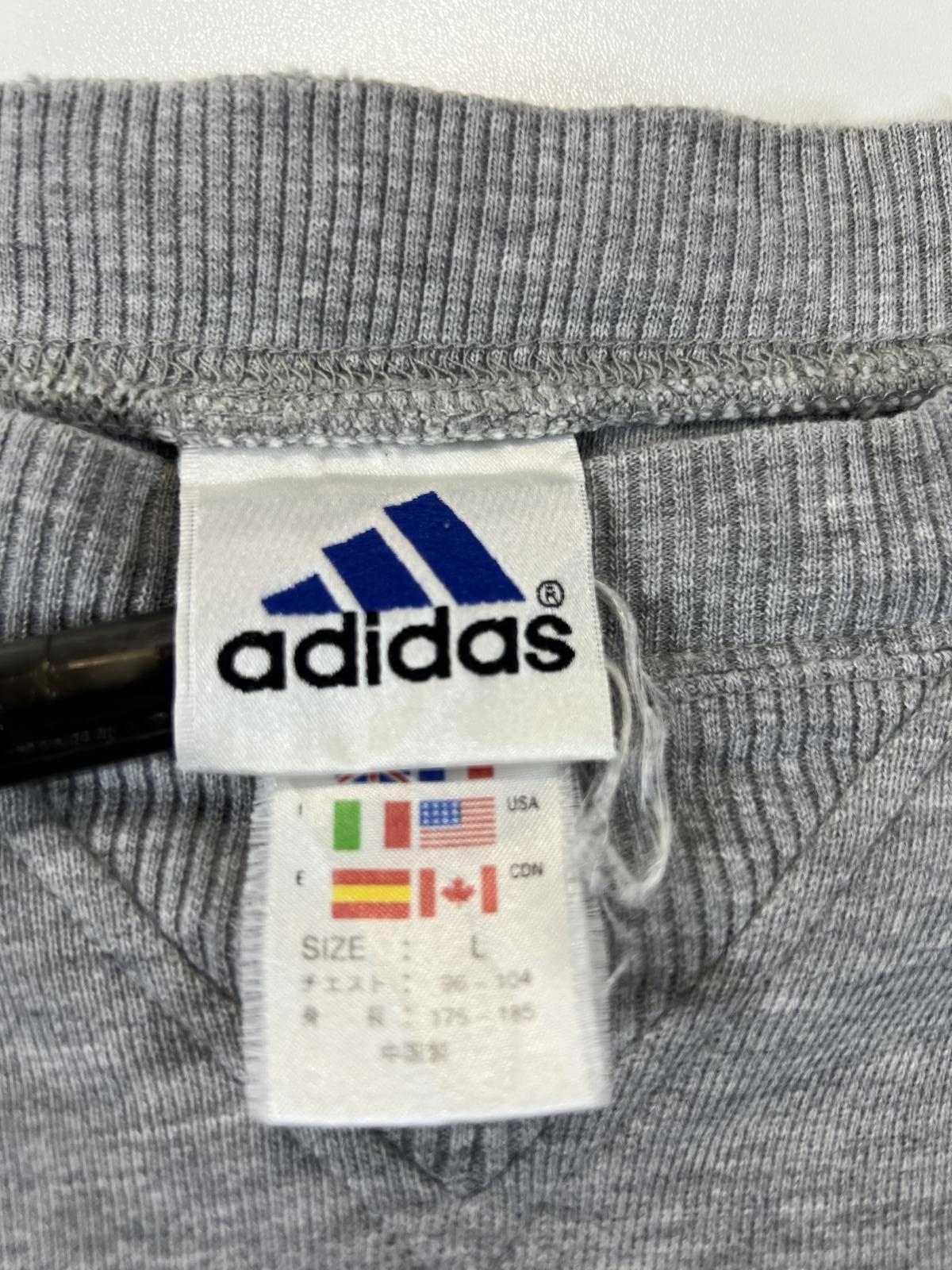 Adidas Vintage Adidas Grey V-Neck Sweatshirt Size US L / EU 52-54 / 3 - 4 Thumbnail