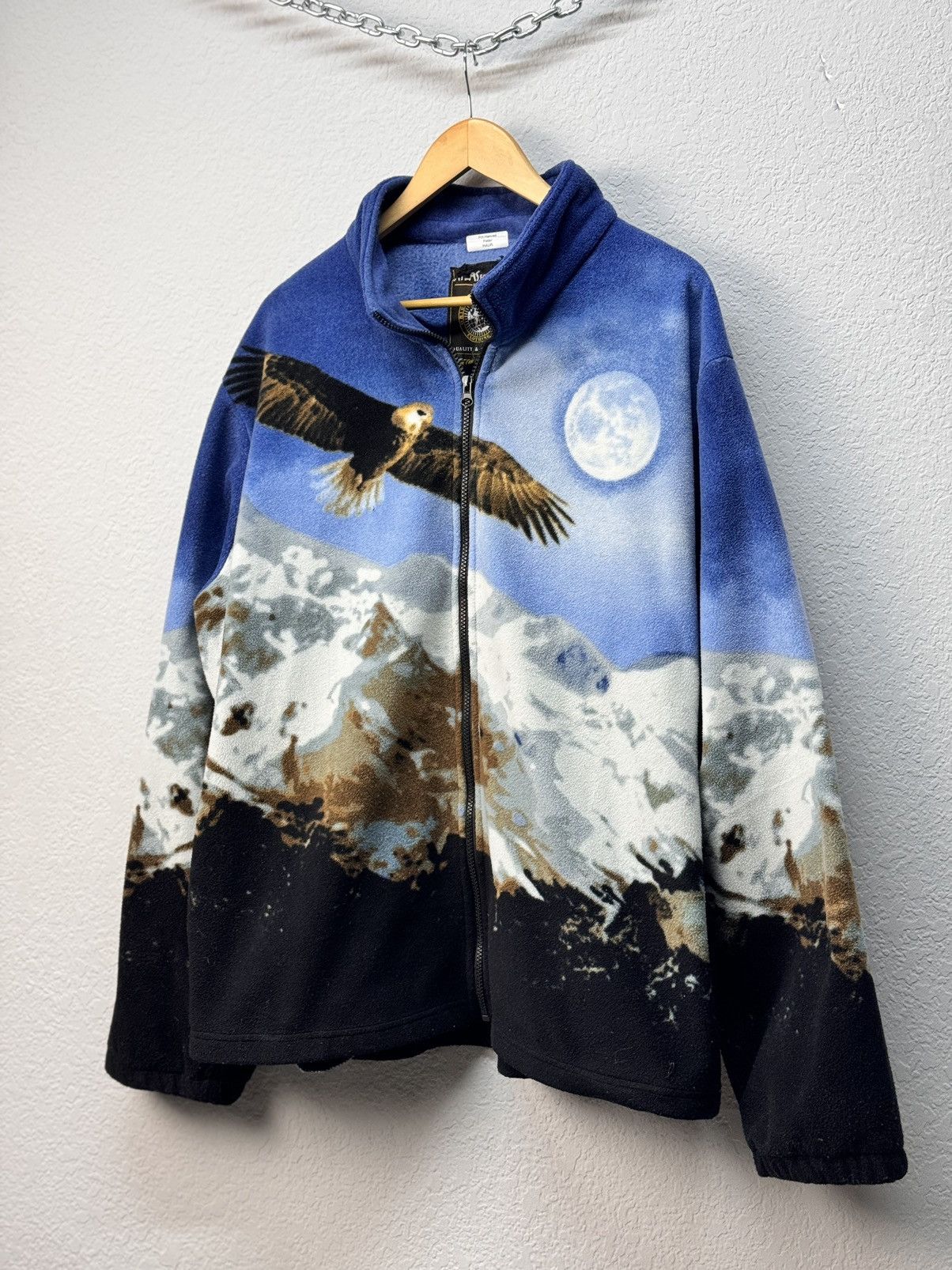 Other Vintage Black Fullprint Wolf Zip Animals Fleece Jacket Size US XL / EU 56 / 4 - 3 Thumbnail