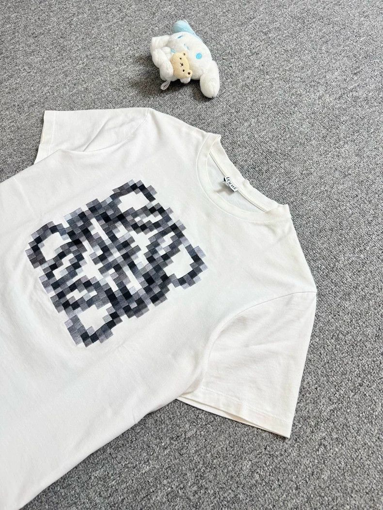 Loewe LOEWE White mosaic embroidered logo short sleeve T-shirt Size M / US 6-8 / IT 42-44 - 3 Thumbnail