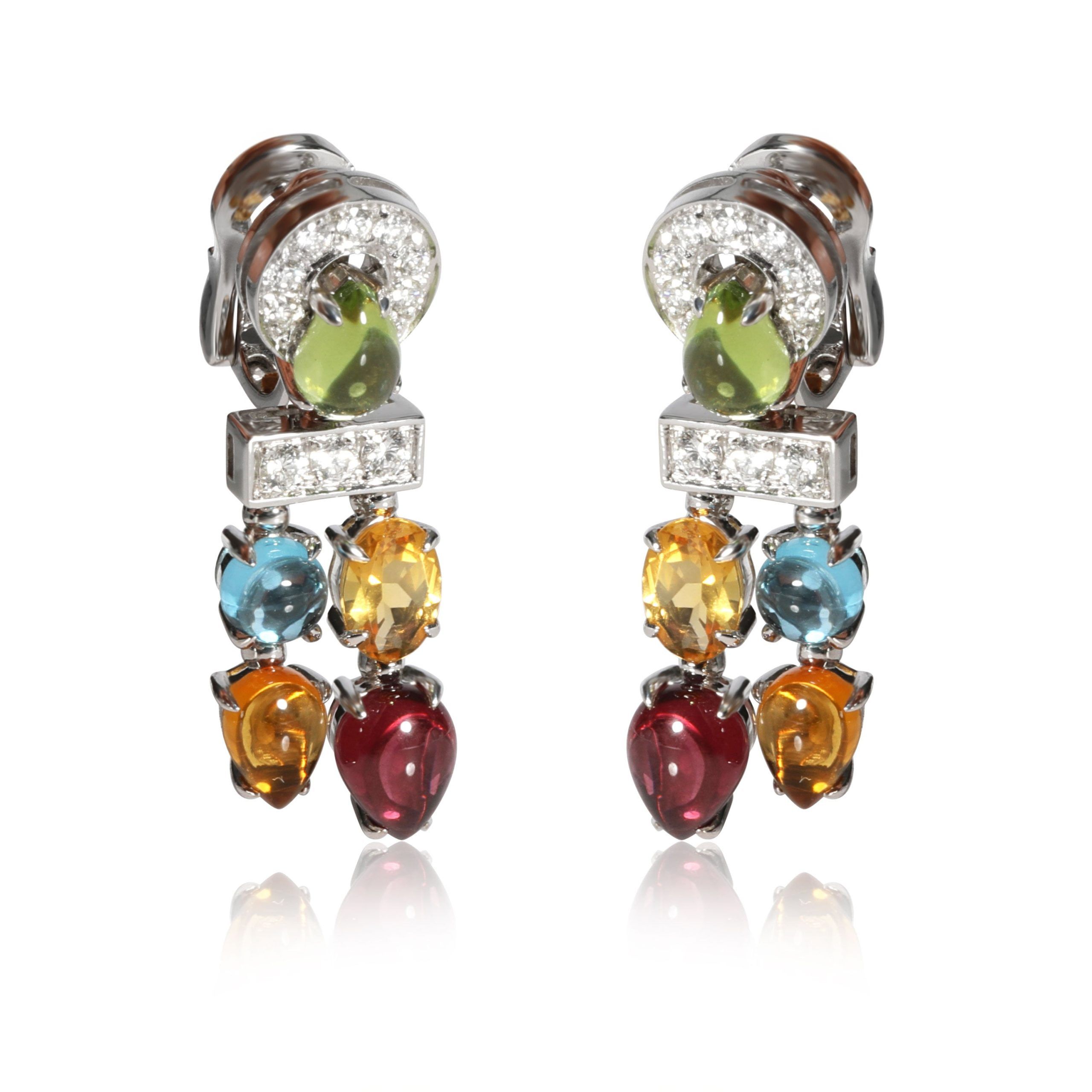 image of Bvlgari Allegra Sapphire & Diamond Earring In 18K White Gold 0.60 Ctw, Women's