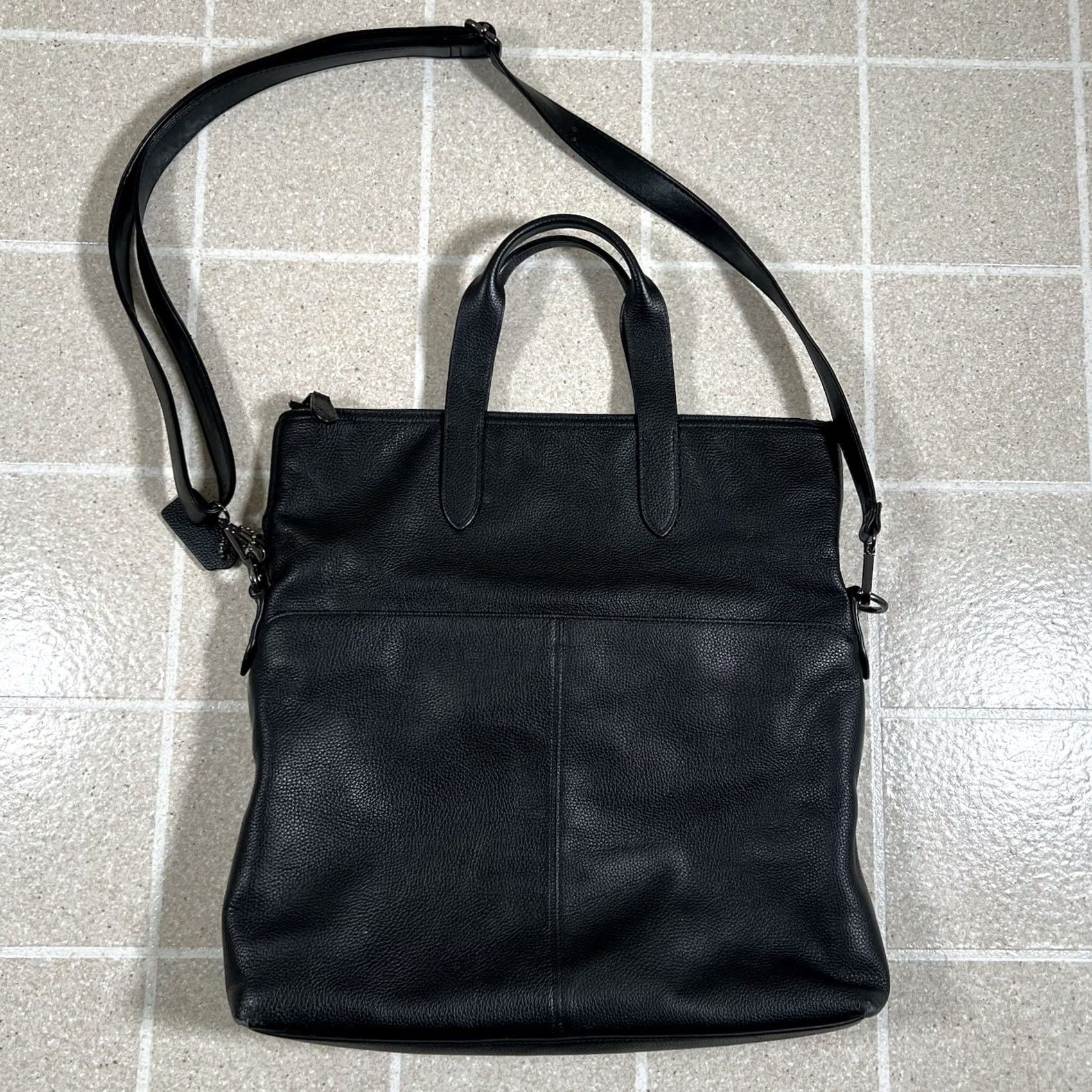 Coach Coach Metropolitan Tote Crossbody Black Leather Utility Tote with Crossbody Strap Men Pebbled Leather 24840 Size ONE SIZE - 3 Thumbnail