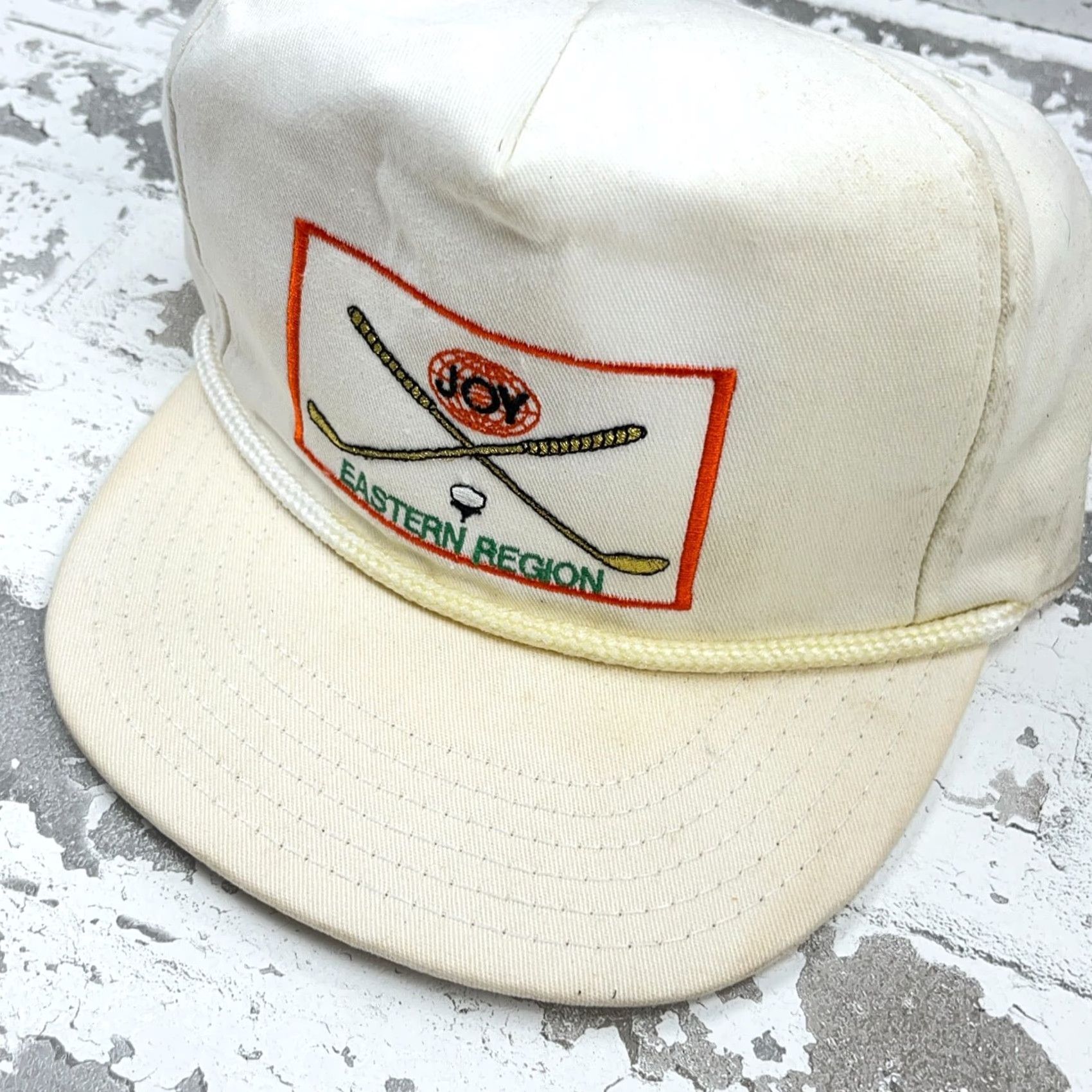 Coal VINTAGE Joy Global Trucker Hat Cap Strap Back Rope Coal Mine Mining 80s Golf Hat adjustable White Mens Trucker Advertising 80s USA Retro Size ONE SIZE - 3 Thumbnail