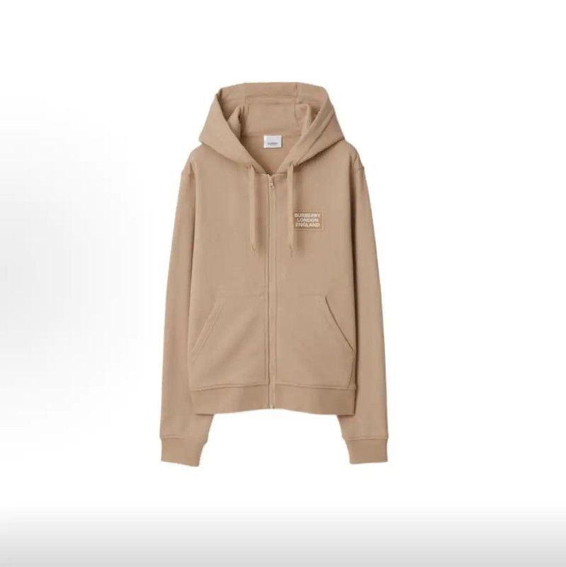 Burberry Burberry Khaki Cotton Logo Hoodie for Women Size M / US 6-8 / IT 42-44 - 1 Thumbnail