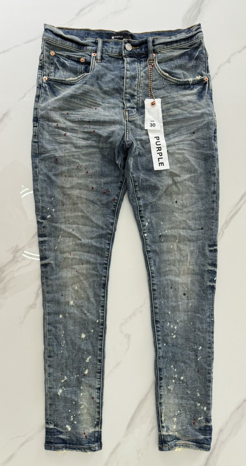 Purple P002 Vintage Spotted Indigo Size US 30 / EU 46 - 3 Thumbnail