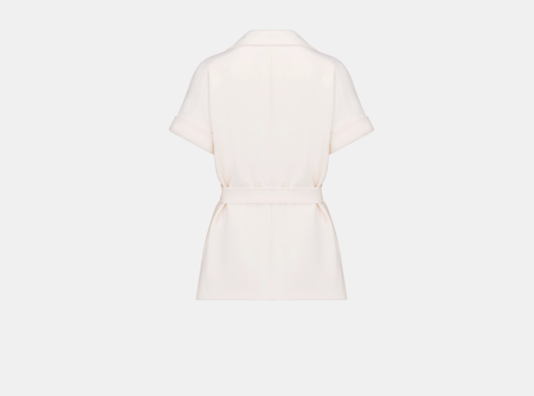 Dior o1w1db11225 451V38 Short-Sleeved Belted Jacket in White Size L / US 10 / IT 46 - 2 Thumbnail