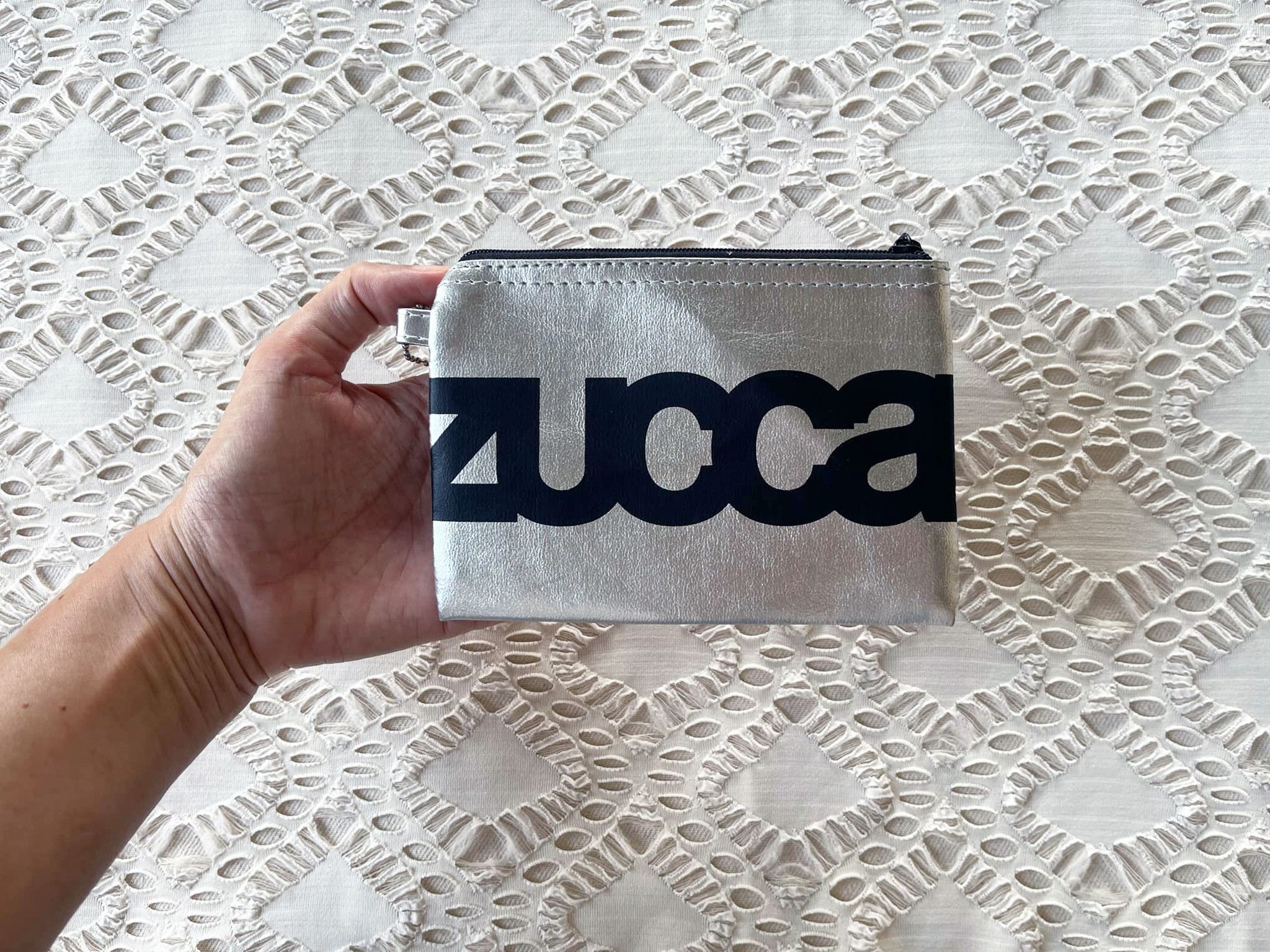 Zucca ZUCCA Silver metallic coin purse with black logo printed Size ONE SIZE - 2 Thumbnail