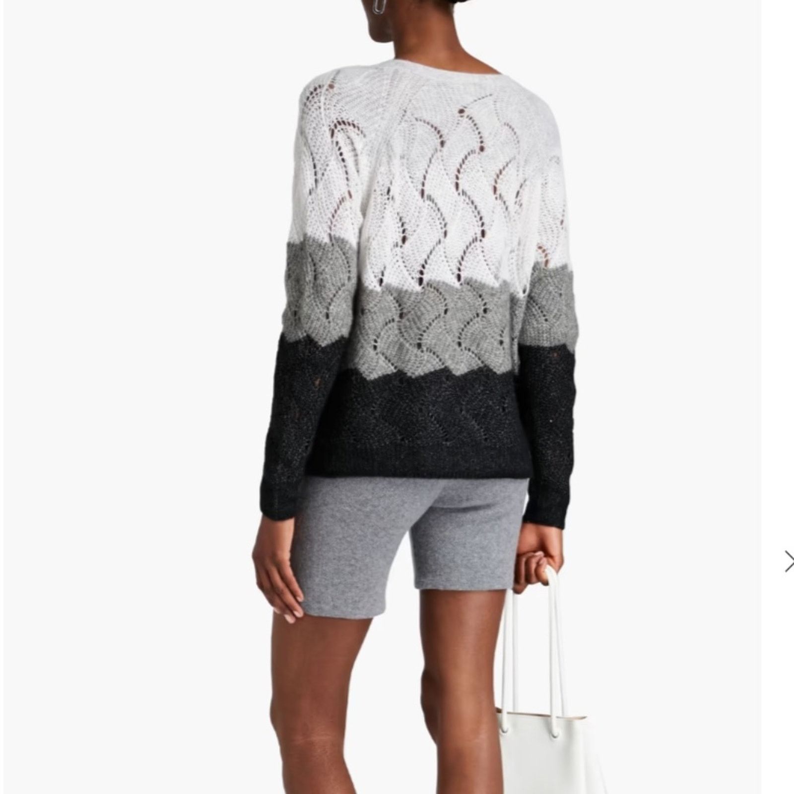 Autumn Cashmere Striped Wave Stitch Cashmere/Silk Sweater - AUTUMN CASHMERE Size L / US 10 / IT 46 - 2 Thumbnail