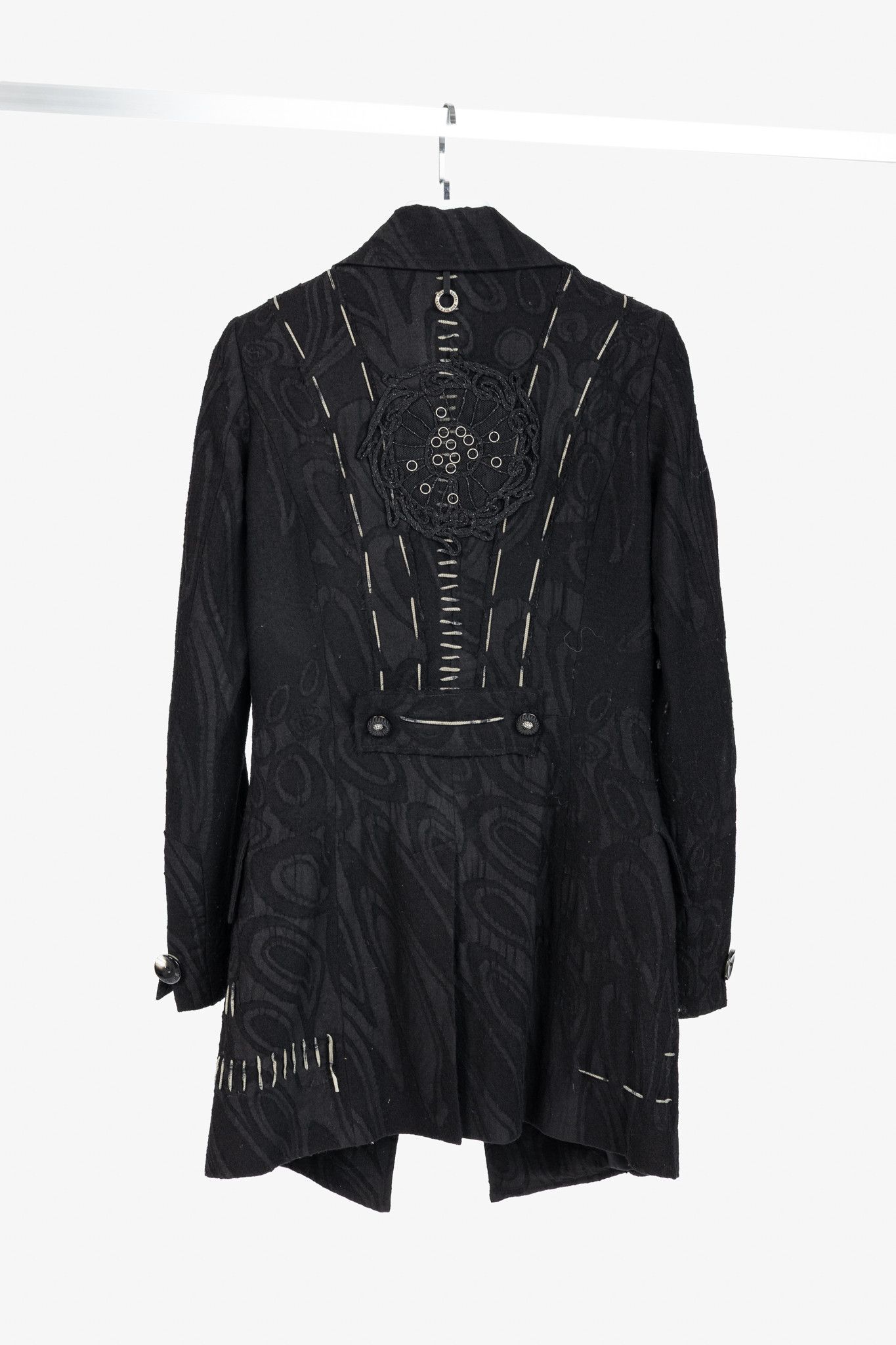 Other Save the Queen Black Wool-Jacquard Coat Size M / US 6-8 / IT 42-44 - 2 Thumbnail